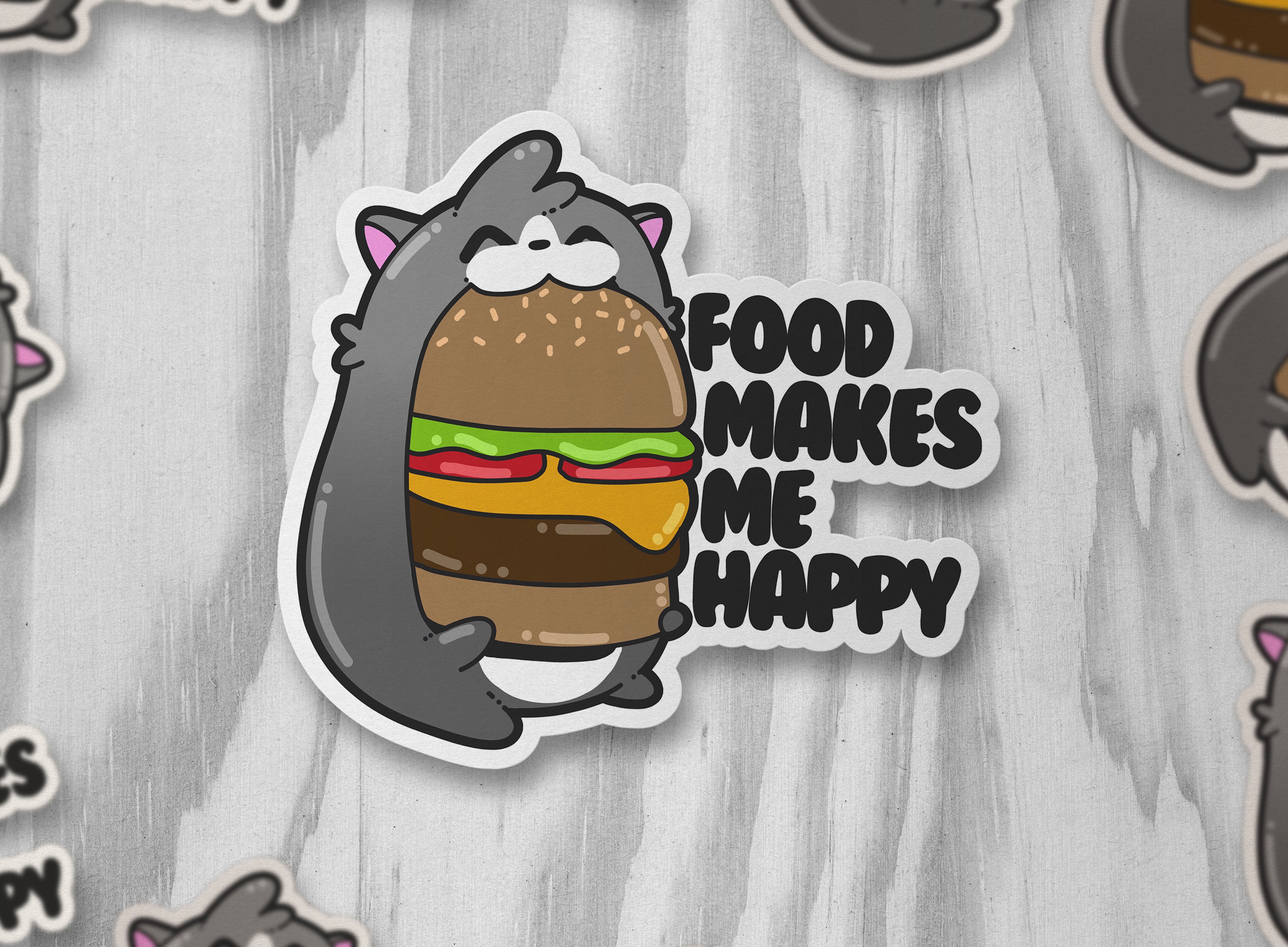 Food Makes Me Happy - ChubbleGumLLC