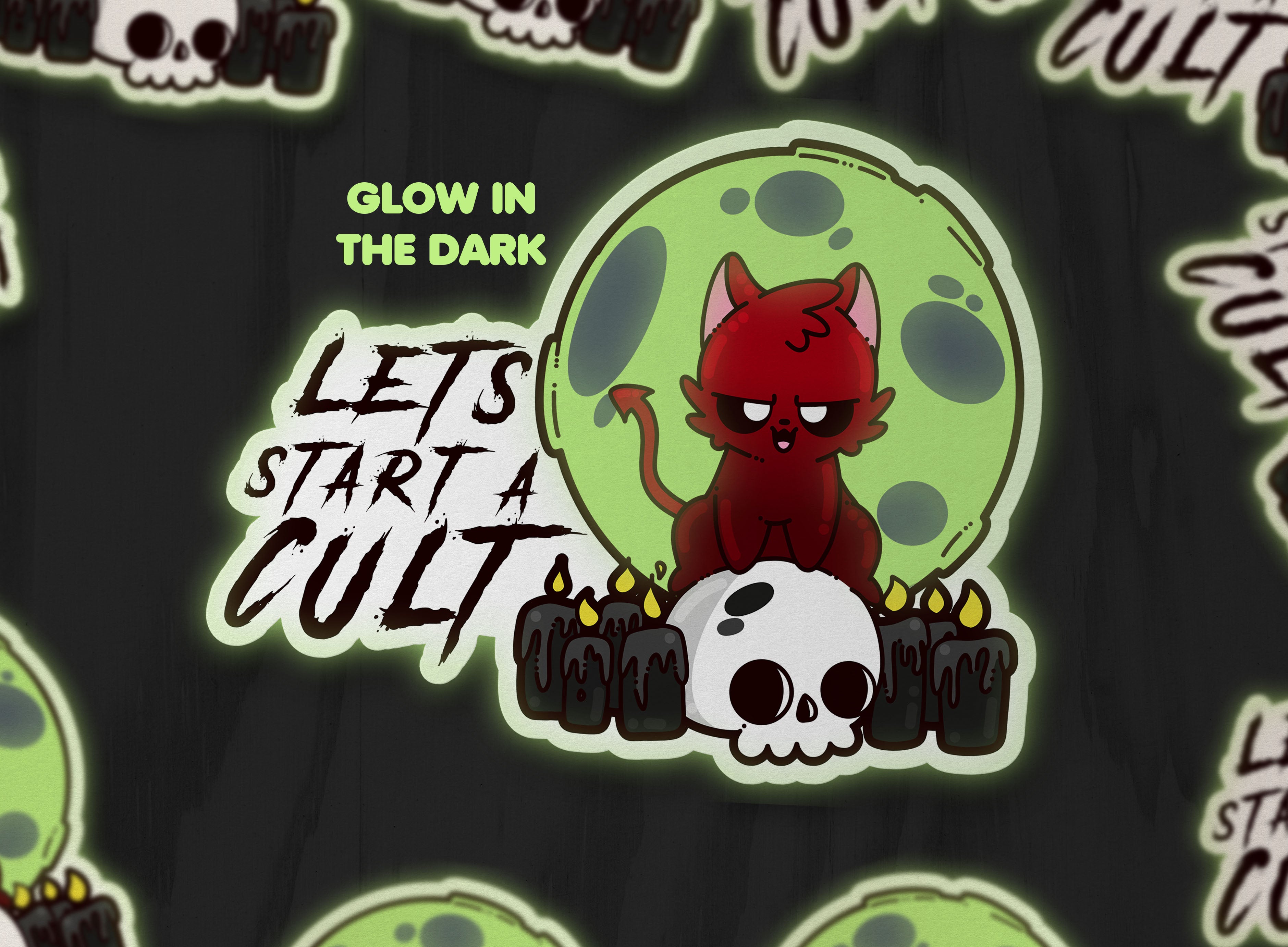 Let's Start a Cult - Glow in the Dark - ChubbleGumLLC