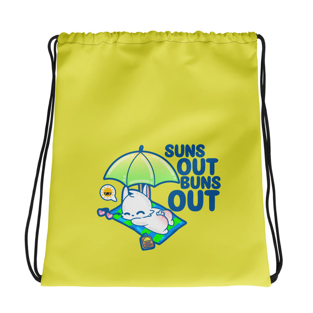 SUNS OUT BUNS OUT - Drawstring Bag - ChubbleGumLLC