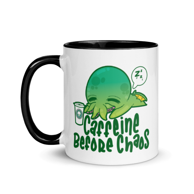 CAFFEINE BEFORE CHAOS - Mug with Color Inside - ChubbleGumLLC