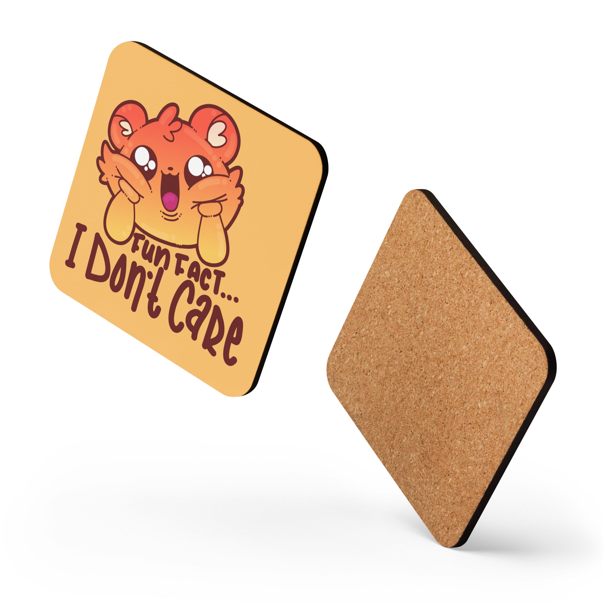 FUN FACT I DONT CARE - Cork-Back Coaster - ChubbleGumLLC