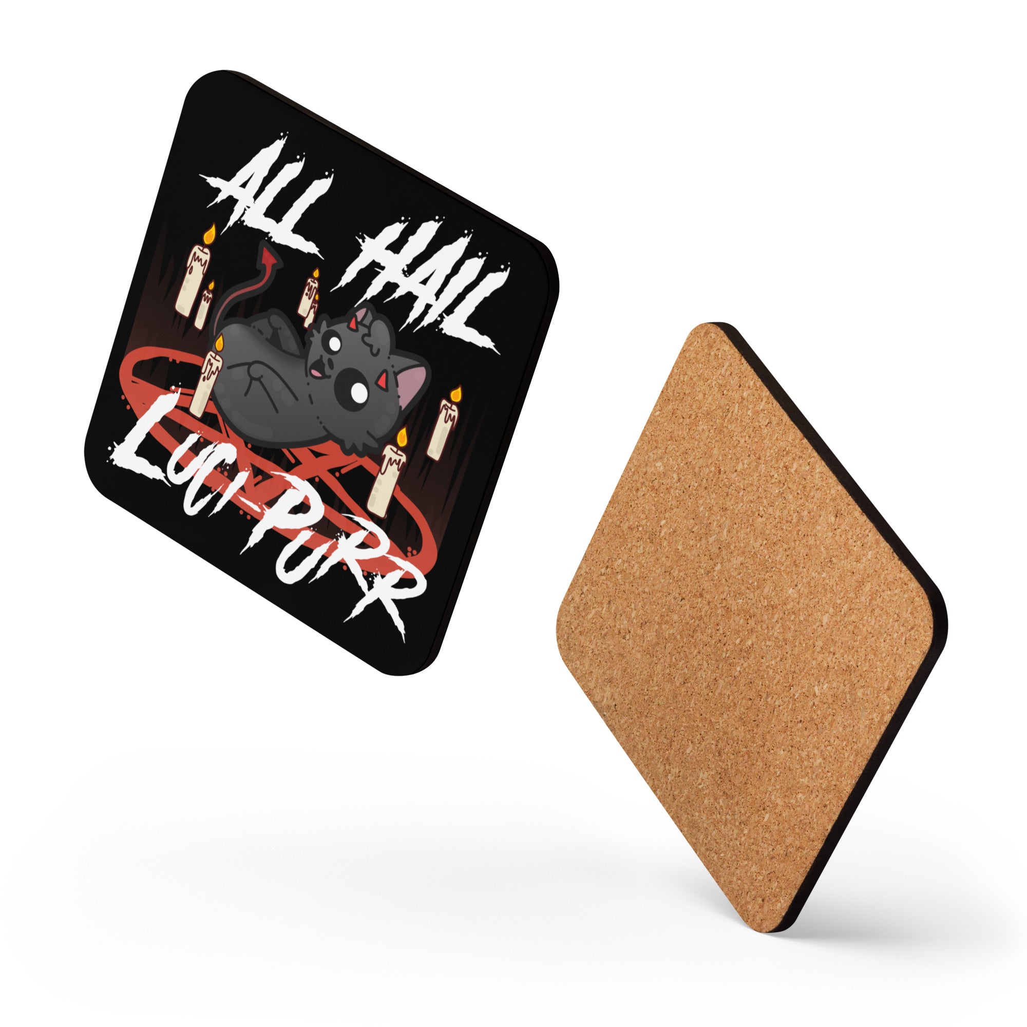 ALL HAIL LUCIPURR - Cork-Back Coaster - ChubbleGumLLC