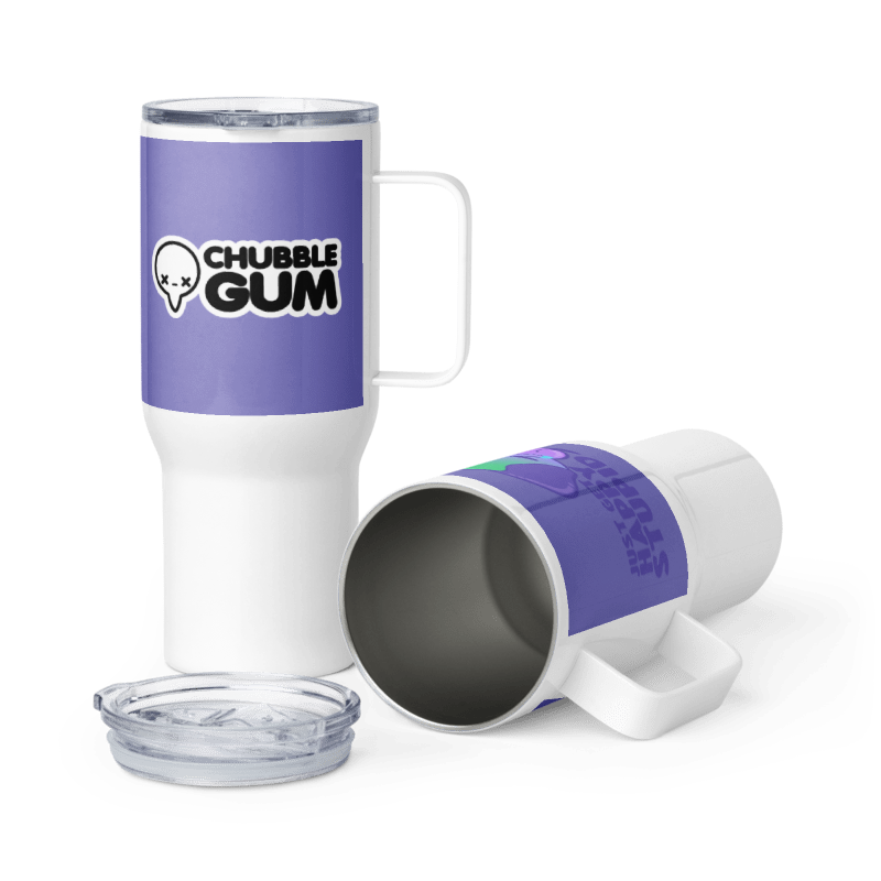 JUST GET HAPPY STUPID - 25 oz Travel Mug - ChubbleGumLLC