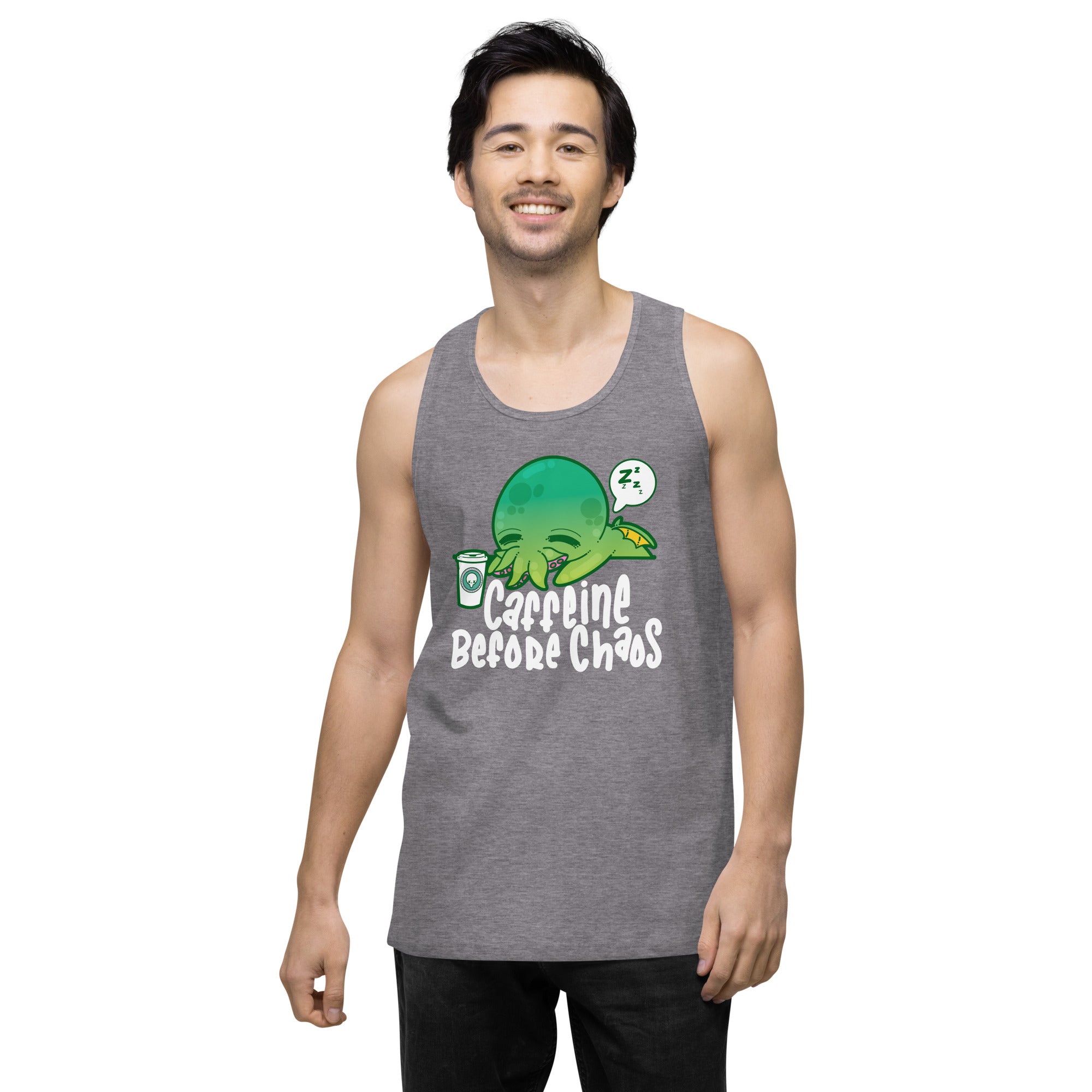 CAFFEINE BEFORE CHAOS - Modified Premium Tank Top - ChubbleGumLLC