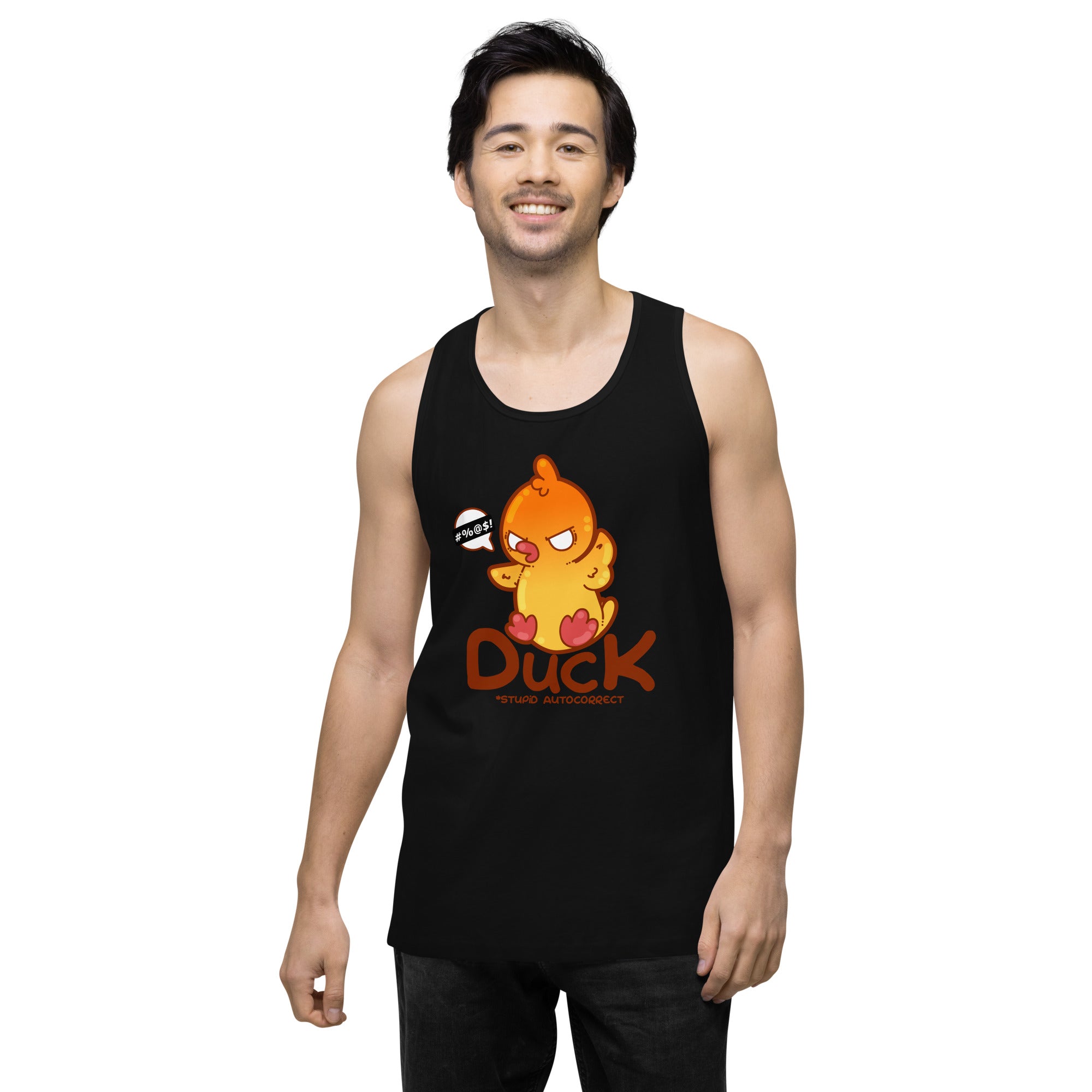 DUCK STUPID AUTOCORRECT - Premium Tank Top - ChubbleGumLLC