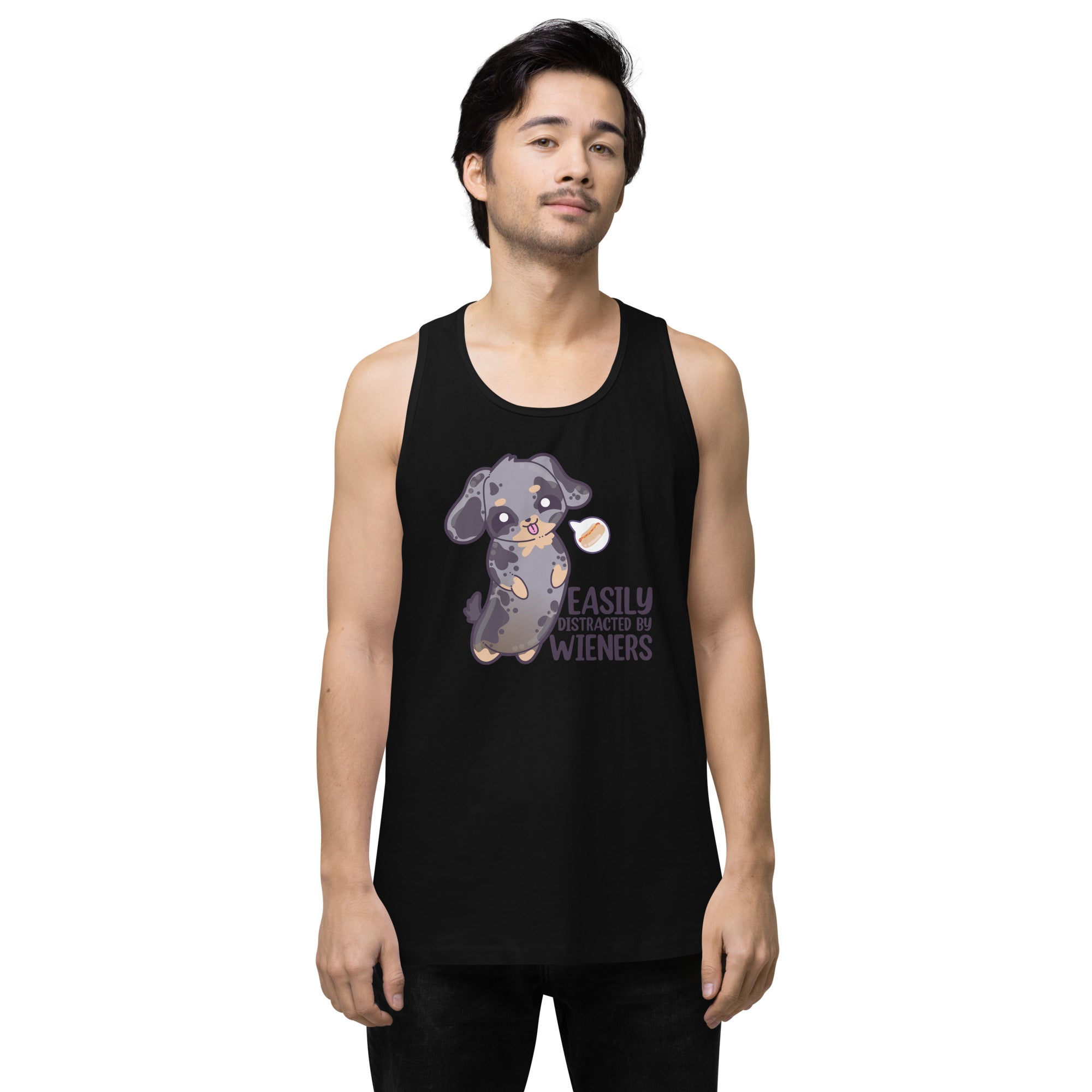 EASILY DISTRACTED BY WIENERS - Premium Tank Top - ChubbleGumLLC