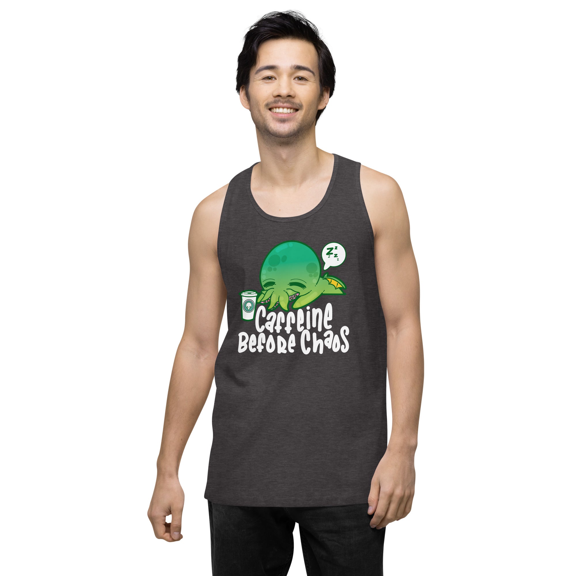 CAFFEINE BEFORE CHAOS - Modified Premium Tank Top - ChubbleGumLLC