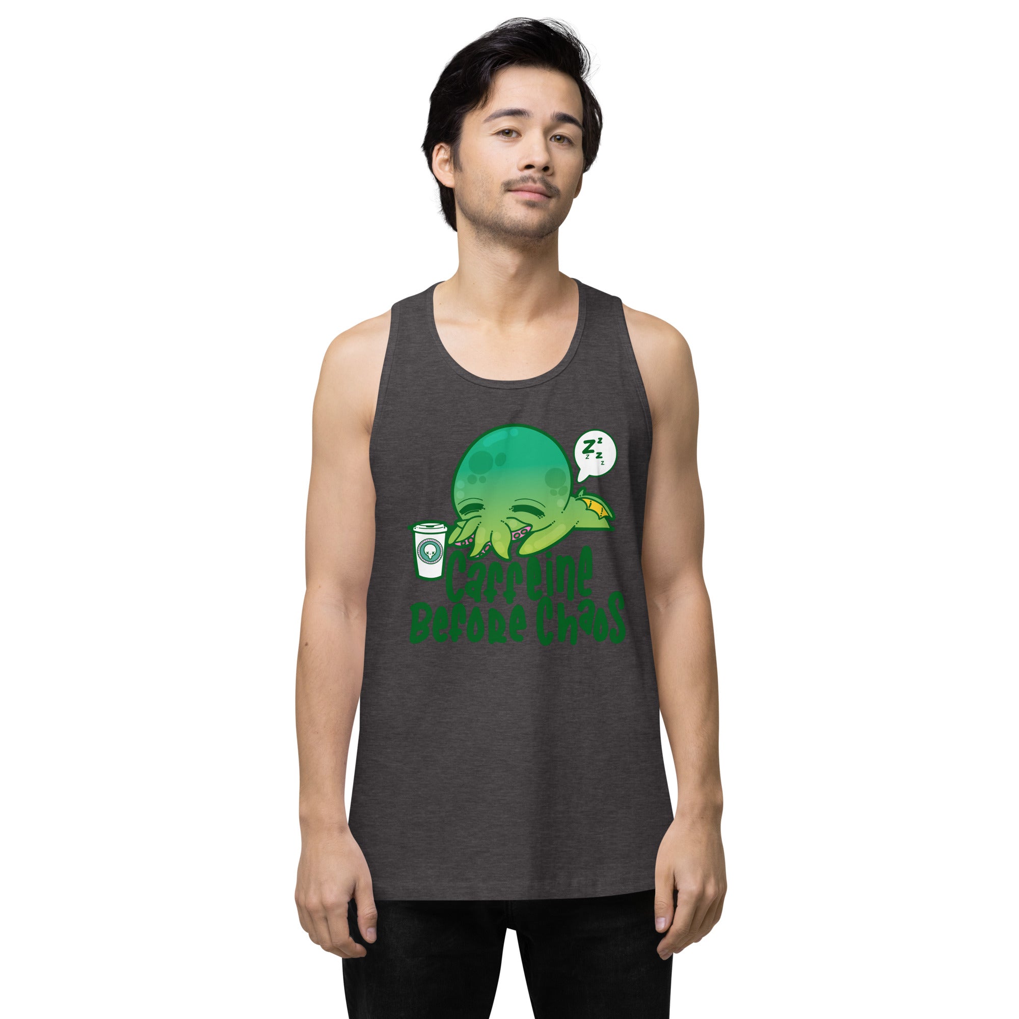 CAFFEINE BEFORE CHAOS - Premium Tank Top - ChubbleGumLLC