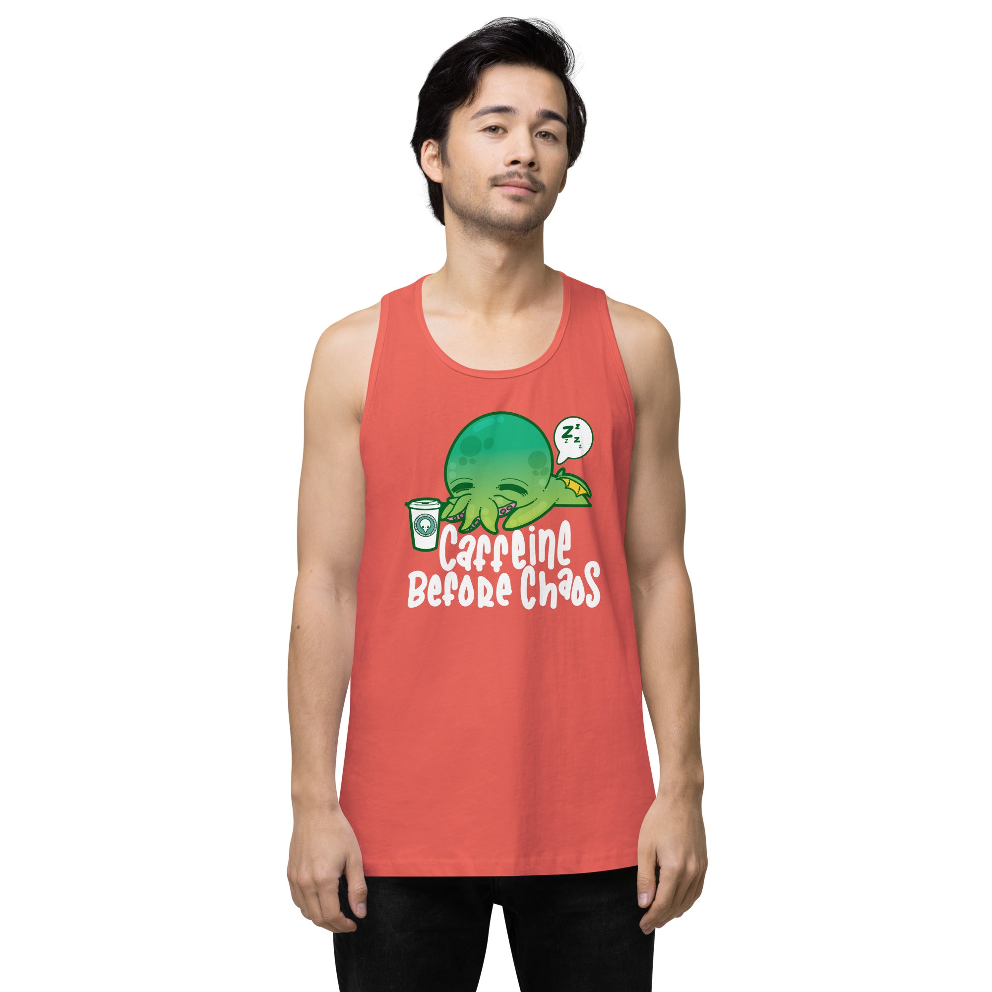 CAFFEINE BEFORE CHAOS - Modified Premium Tank Top - ChubbleGumLLC