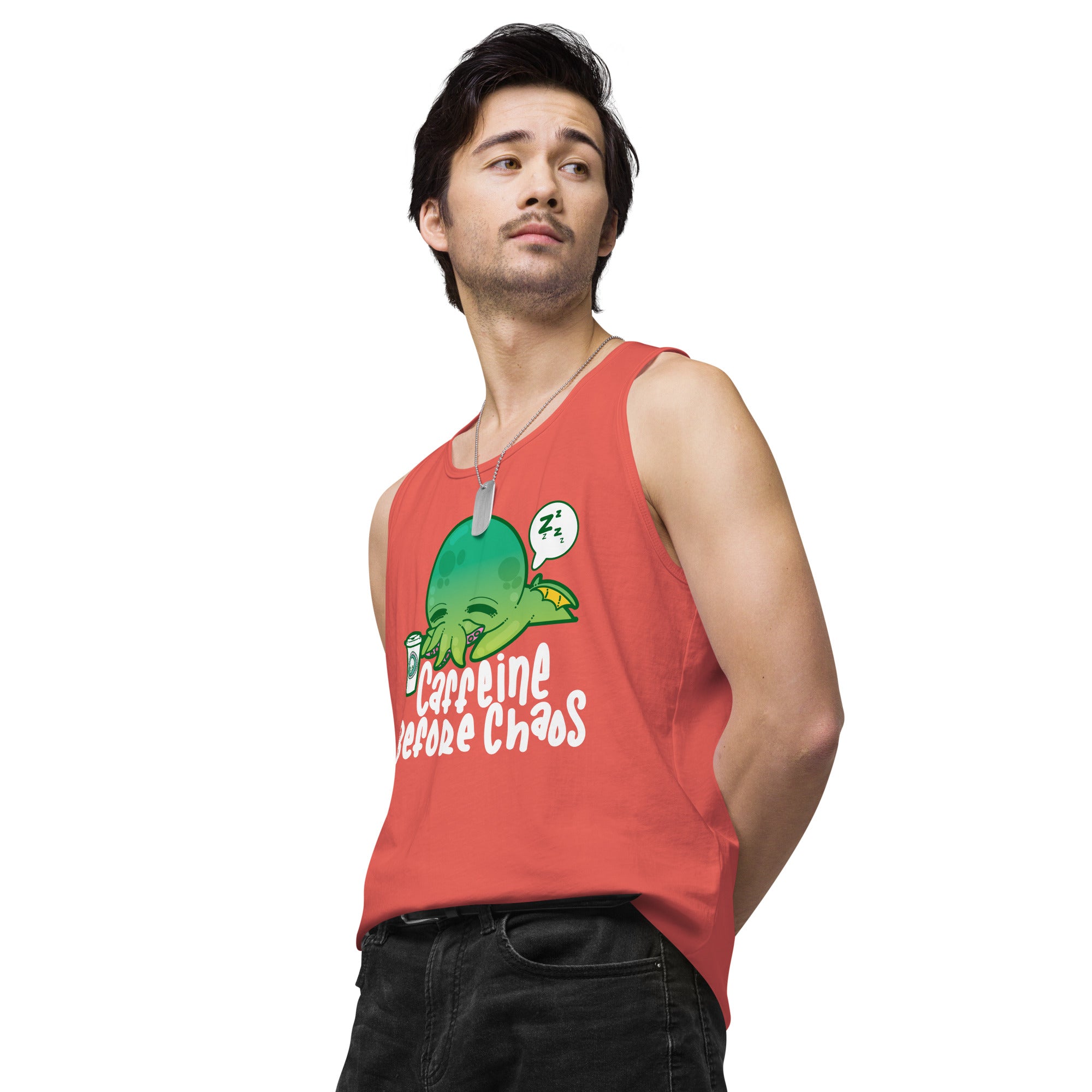 CAFFEINE BEFORE CHAOS - Modified Premium Tank Top - ChubbleGumLLC