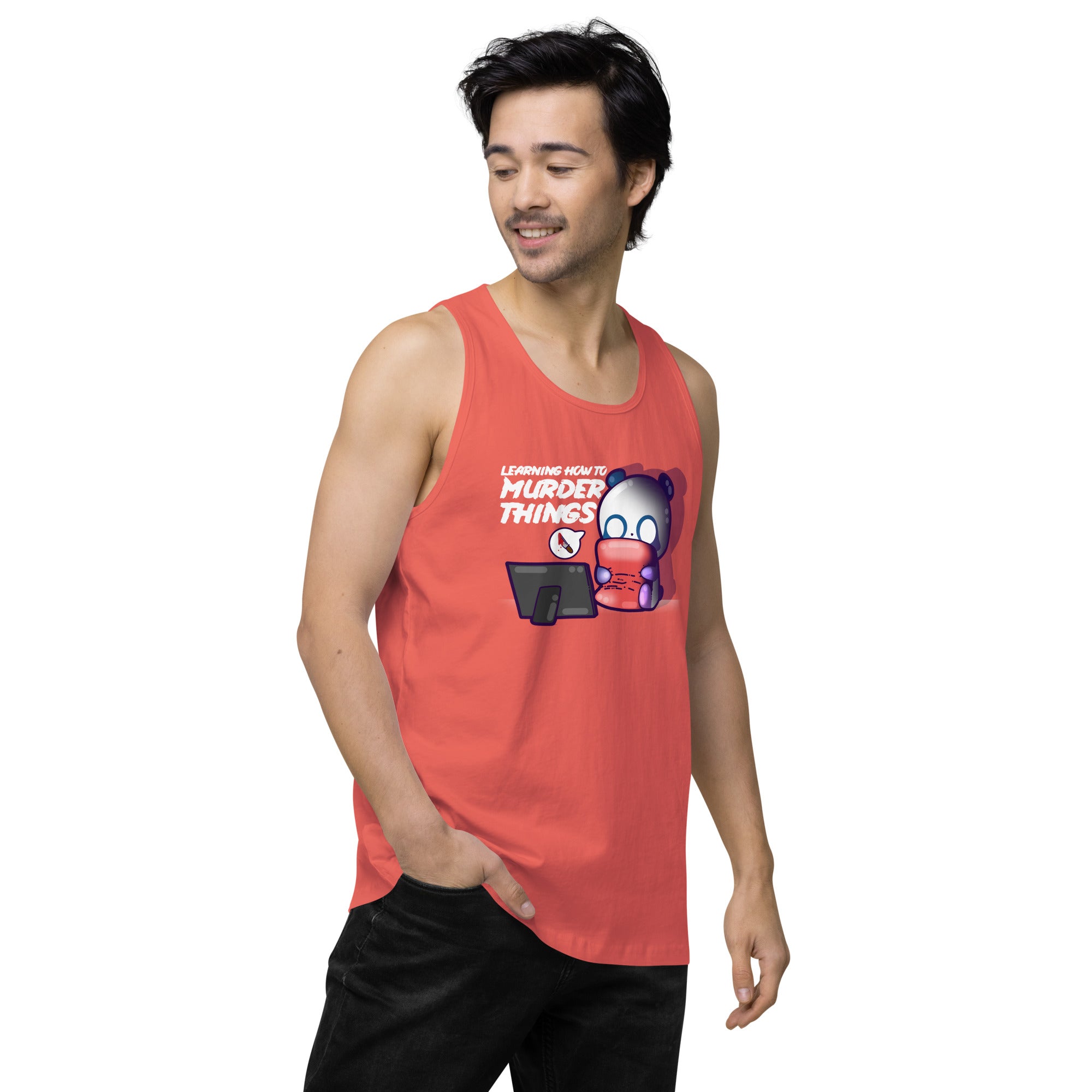 LEARNING HOW TO MURDER THINGS - Premium Tank Top - ChubbleGumLLC
