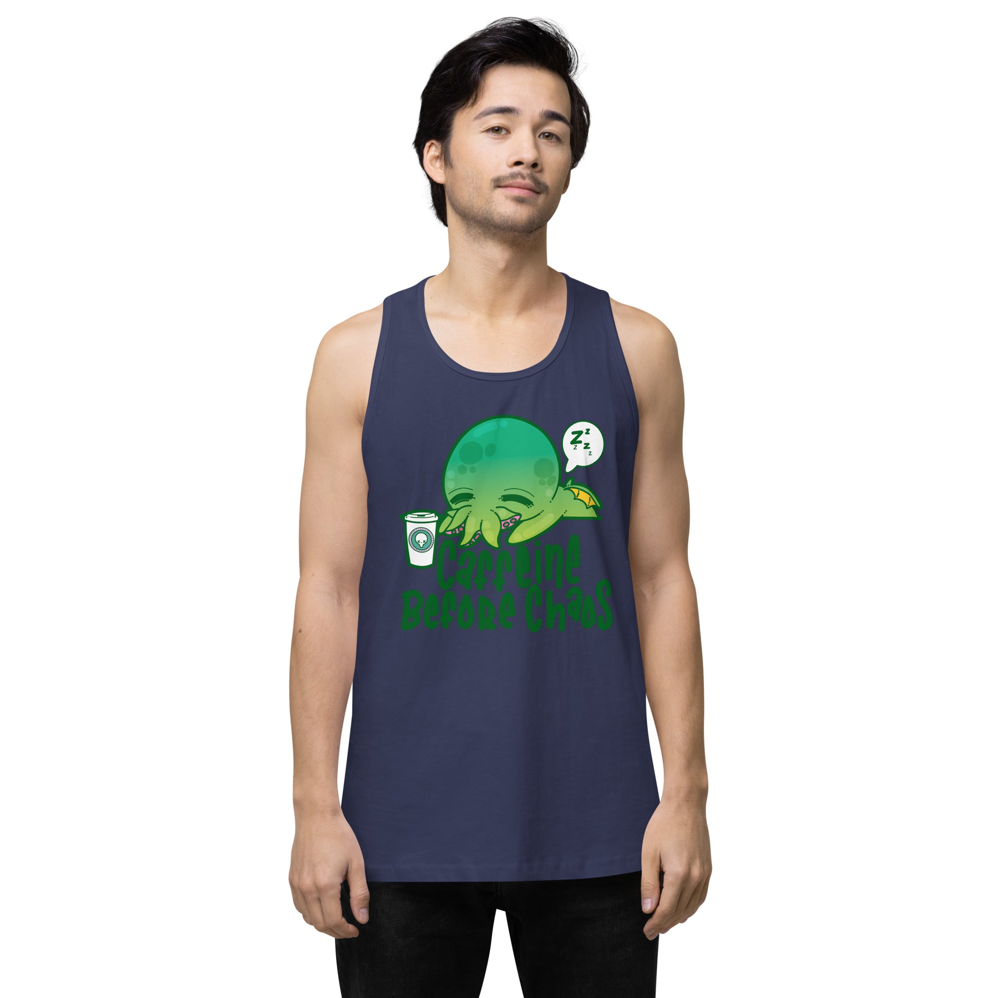 CAFFEINE BEFORE CHAOS - Premium Tank Top - ChubbleGumLLC