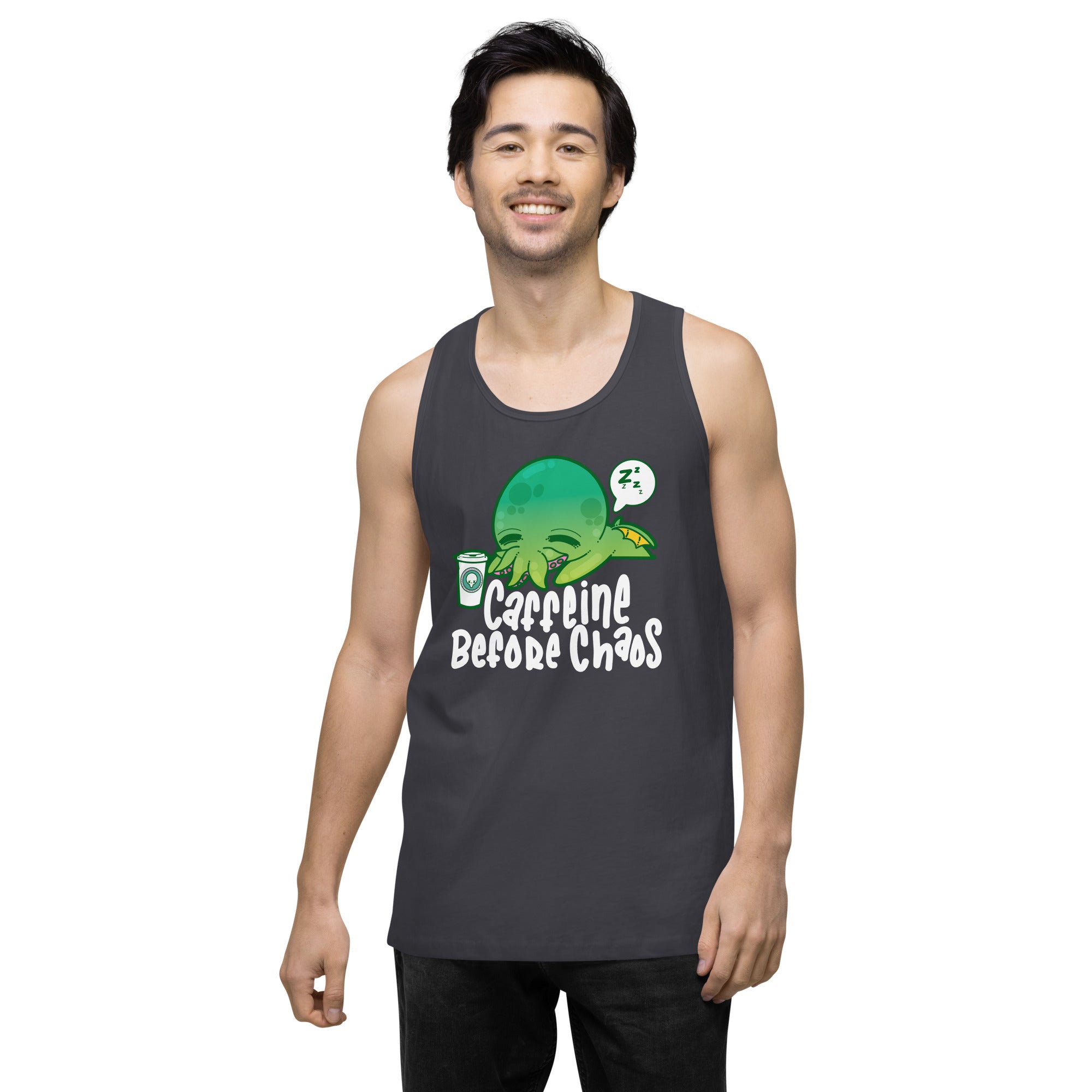 CAFFEINE BEFORE CHAOS - Modified Premium Tank Top - ChubbleGumLLC