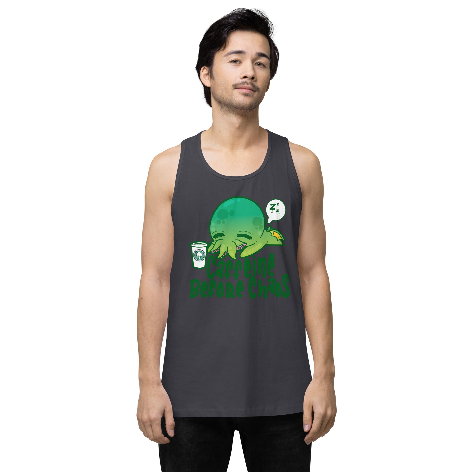 CAFFEINE BEFORE CHAOS - Premium Tank Top - ChubbleGumLLC