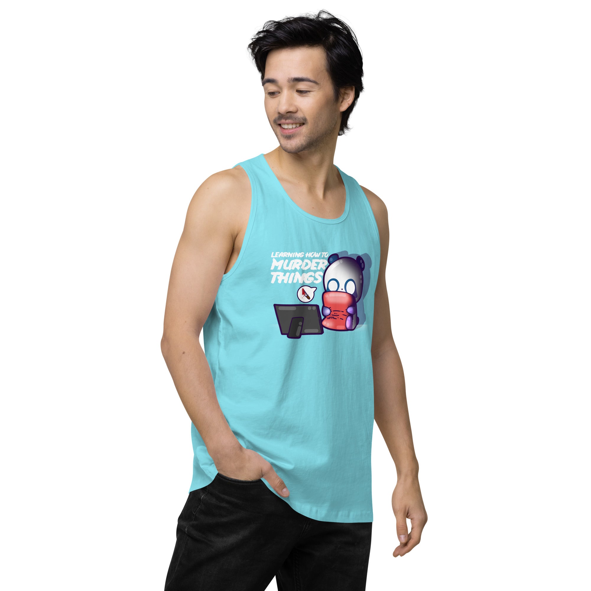 LEARNING HOW TO MURDER THINGS - Premium Tank Top - ChubbleGumLLC