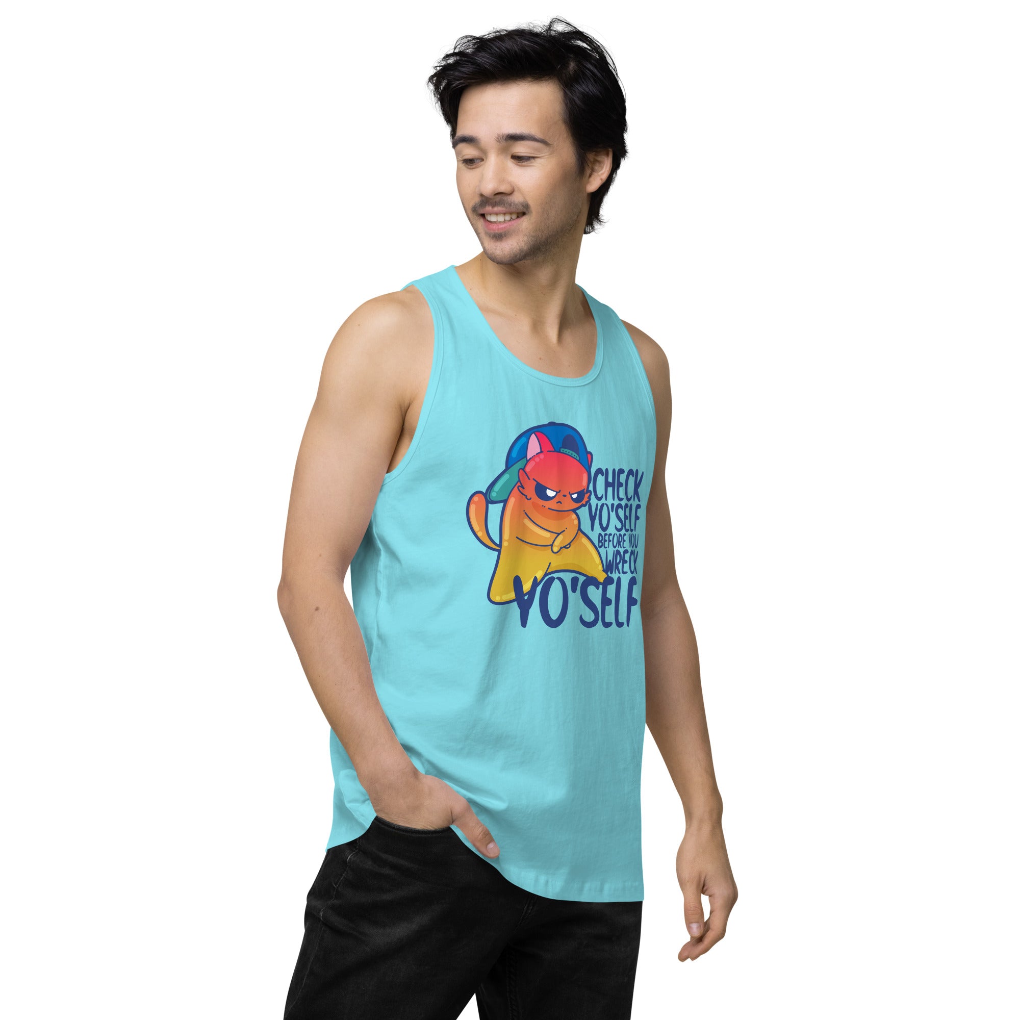 CHECK YOSELF - Premium Tank Top - ChubbleGumLLC