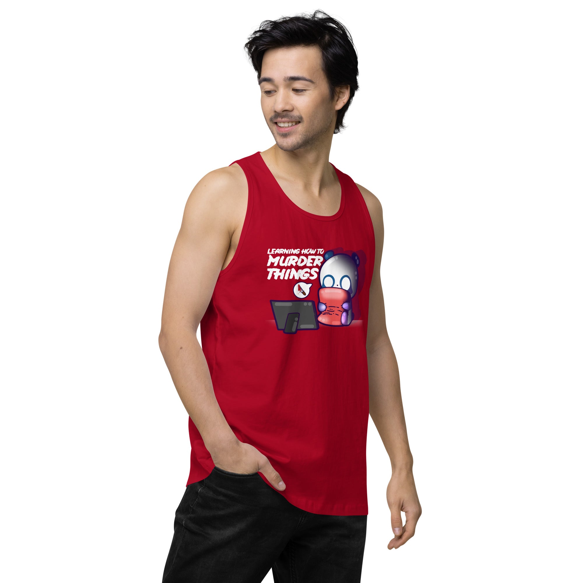LEARNING HOW TO MURDER THINGS - Premium Tank Top - ChubbleGumLLC