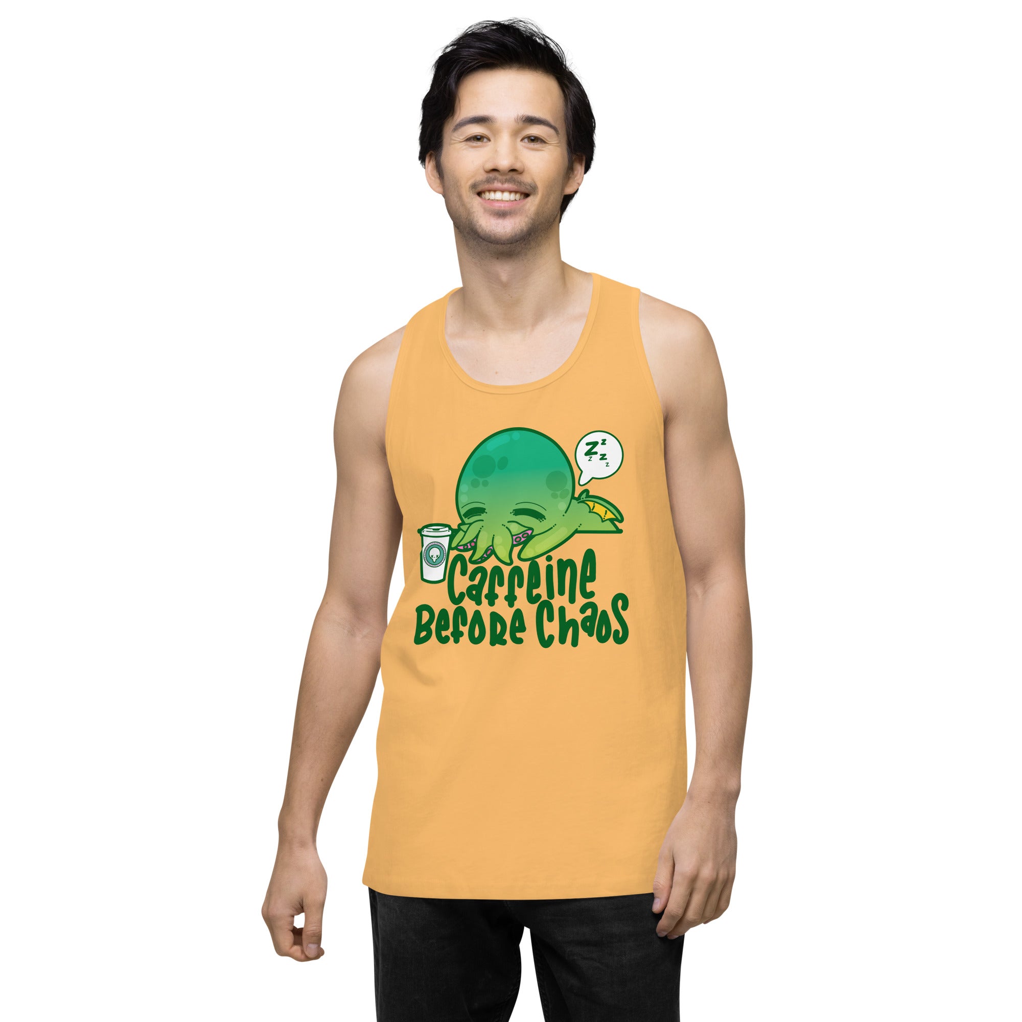 CAFFEINE BEFORE CHAOS - Premium Tank Top - ChubbleGumLLC