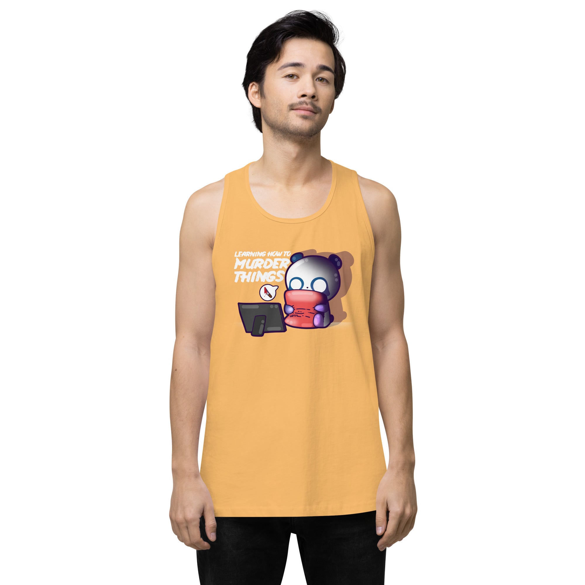 LEARNING HOW TO MURDER THINGS - Premium Tank Top - ChubbleGumLLC