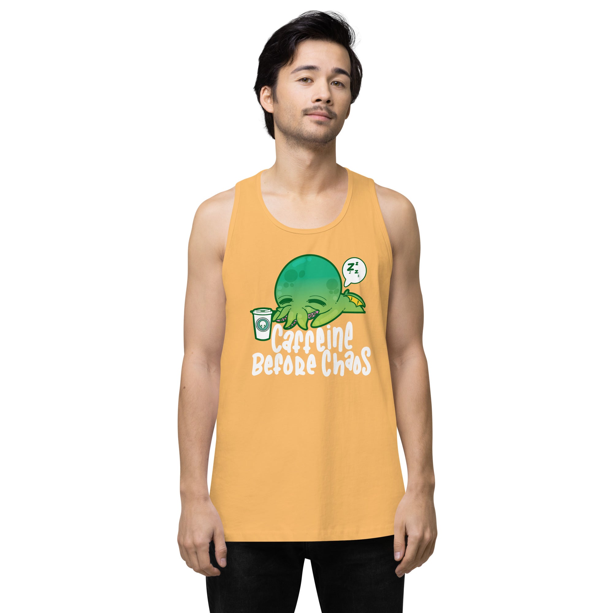 CAFFEINE BEFORE CHAOS - Modified Premium Tank Top - ChubbleGumLLC