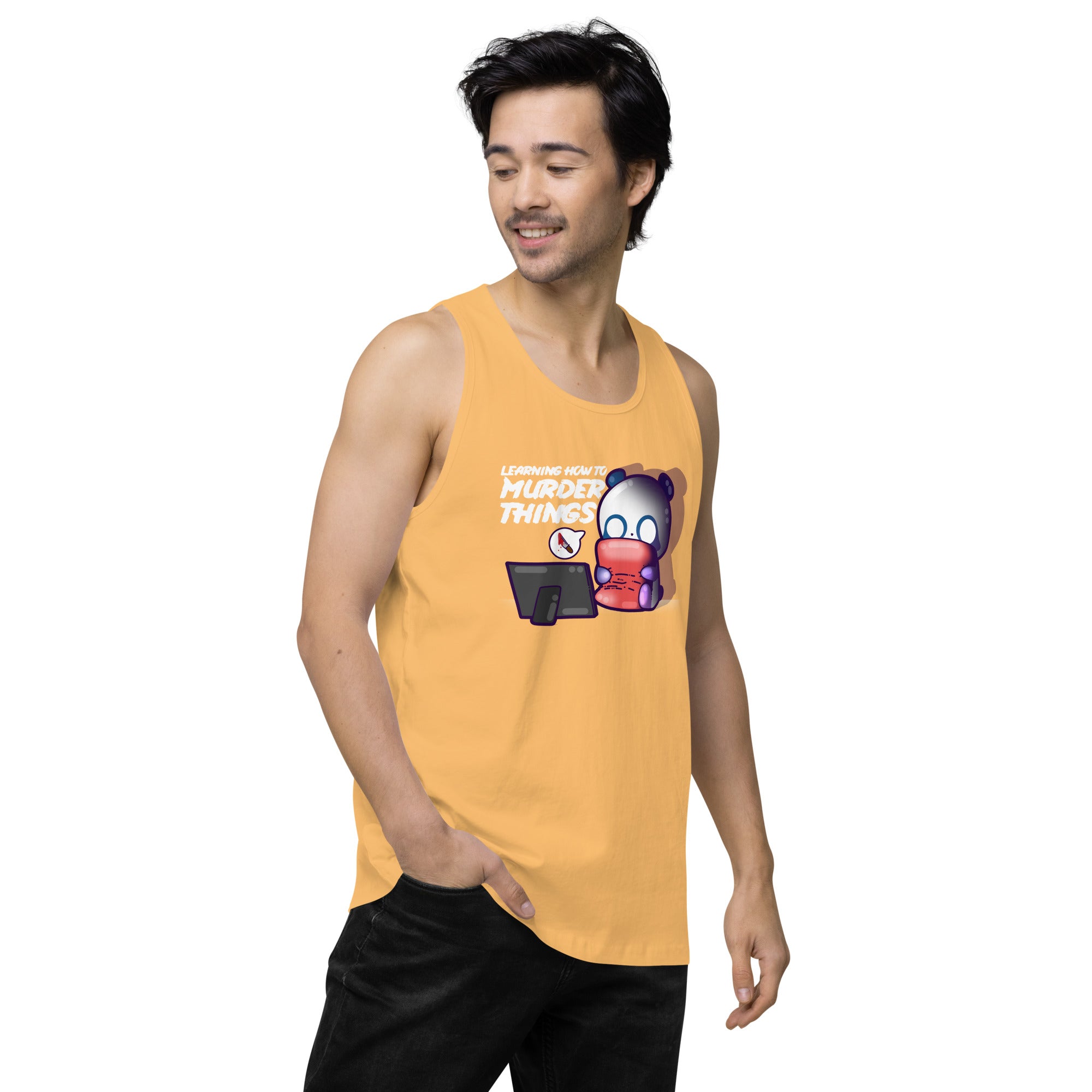 LEARNING HOW TO MURDER THINGS - Premium Tank Top - ChubbleGumLLC