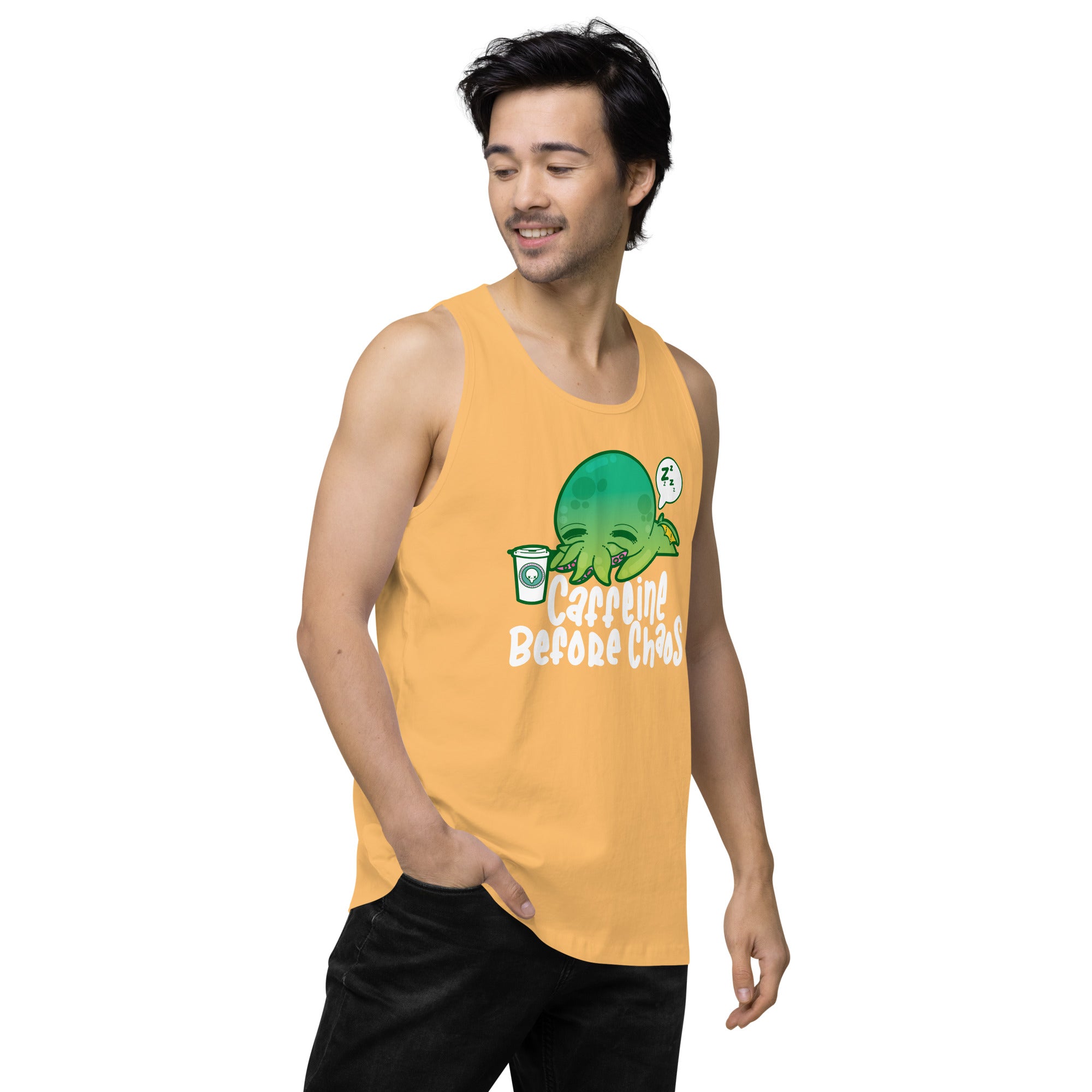 CAFFEINE BEFORE CHAOS - Modified Premium Tank Top - ChubbleGumLLC