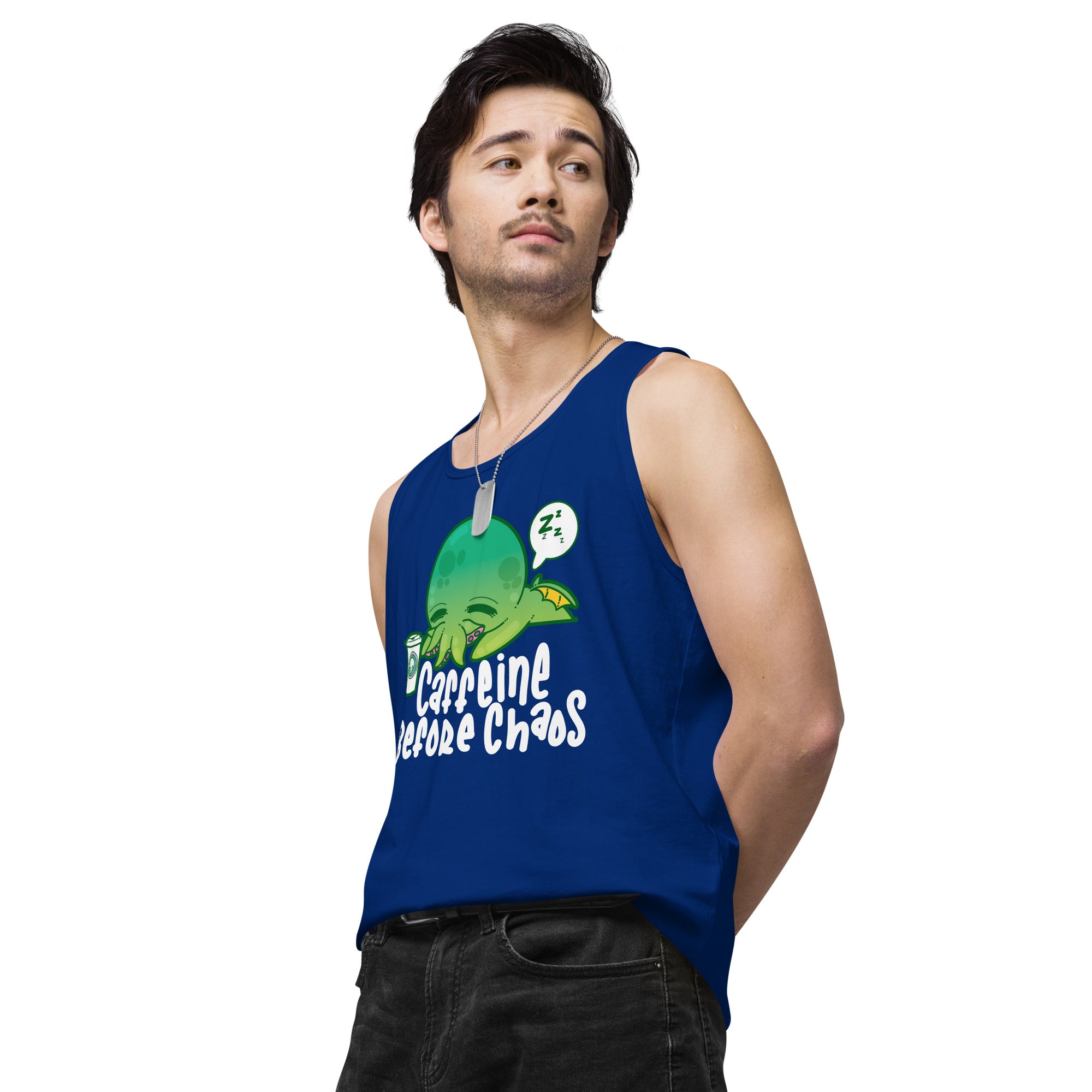 CAFFEINE BEFORE CHAOS - Modified Premium Tank Top - ChubbleGumLLC