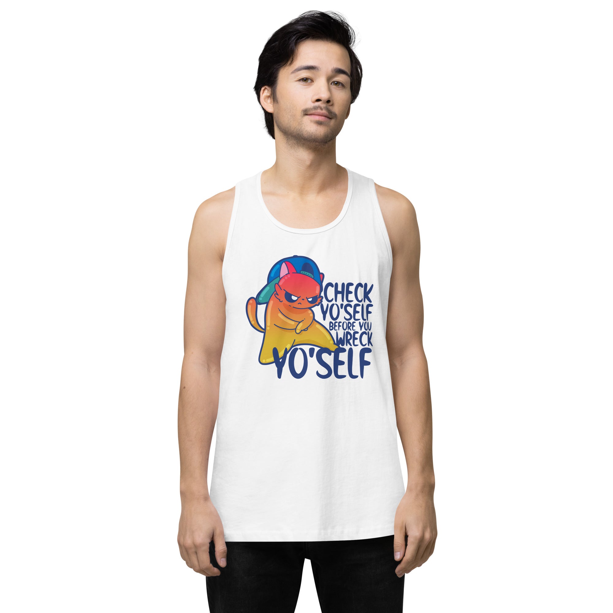 CHECK YOSELF - Premium Tank Top - ChubbleGumLLC