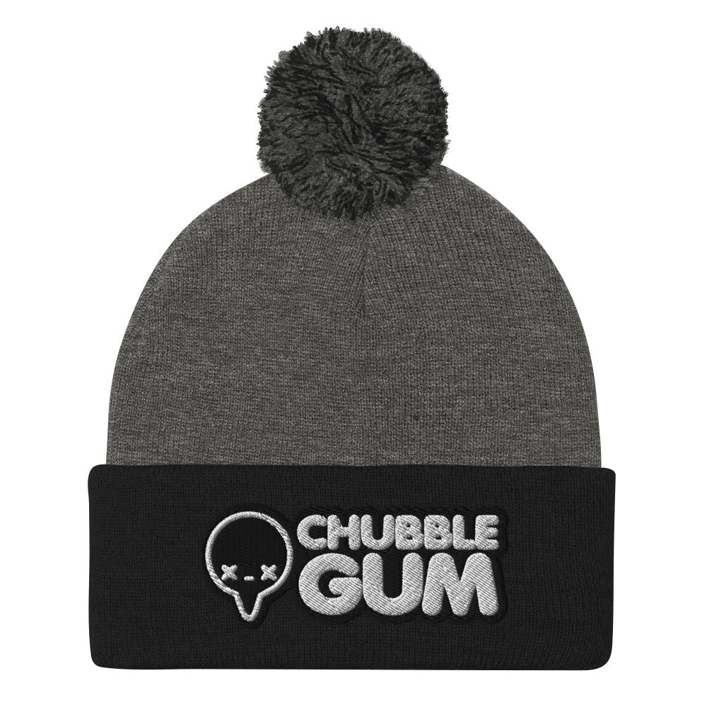 INVERTED BOTH LOGOS - Pom-Pom Beanie - ChubbleGumLLC
