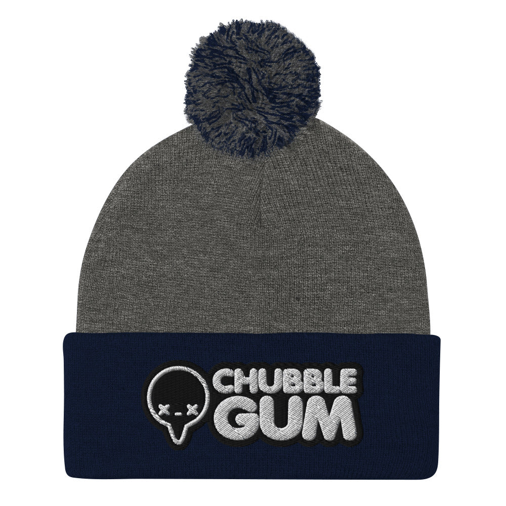 INVERTED BOTH LOGOS - Pom-Pom Beanie - ChubbleGumLLC