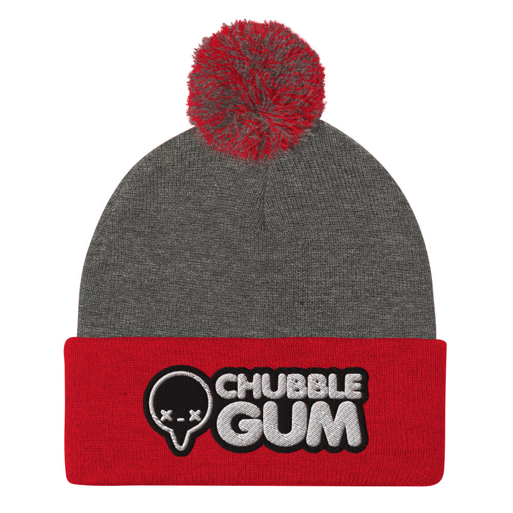 INVERTED BOTH LOGOS - Pom-Pom Beanie - ChubbleGumLLC