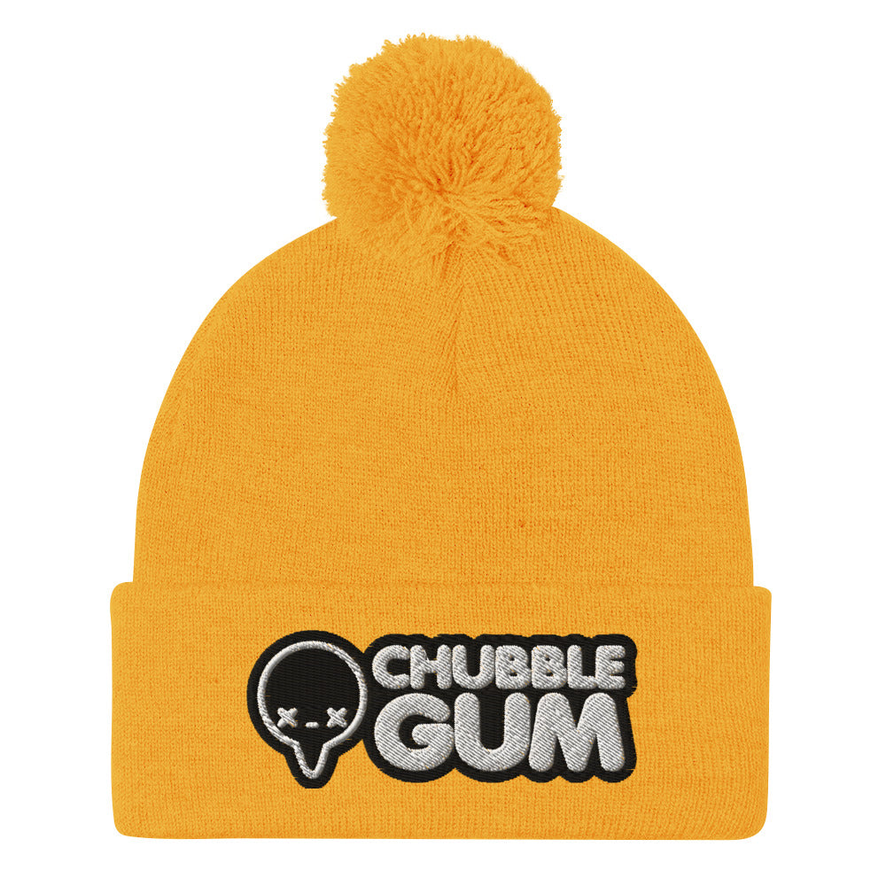 INVERTED BOTH LOGOS - Pom-Pom Beanie - ChubbleGumLLC