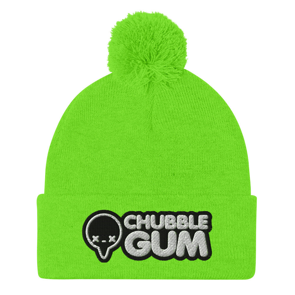 INVERTED BOTH LOGOS - Pom-Pom Beanie - ChubbleGumLLC