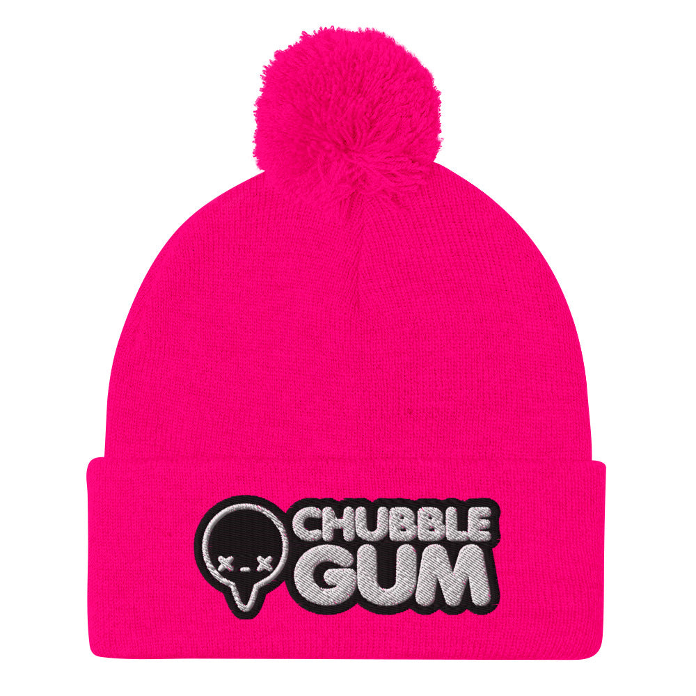 INVERTED BOTH LOGOS - Pom-Pom Beanie - ChubbleGumLLC