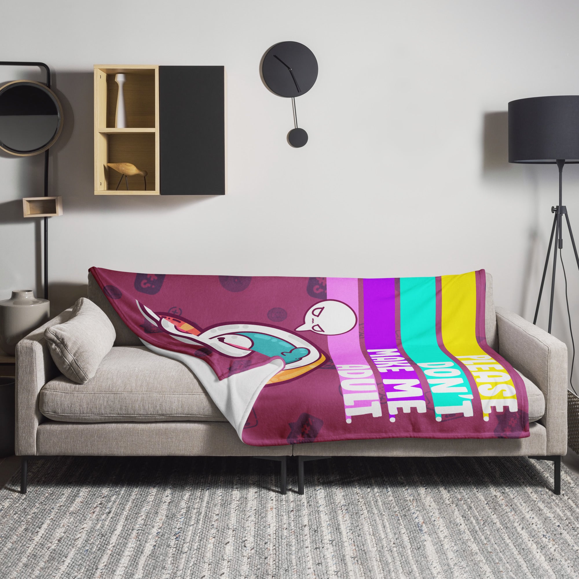 PLEASE DONT MAKE ME ADULT - Throw Blanket 60 in X 80 in - ChubbleGumLLC