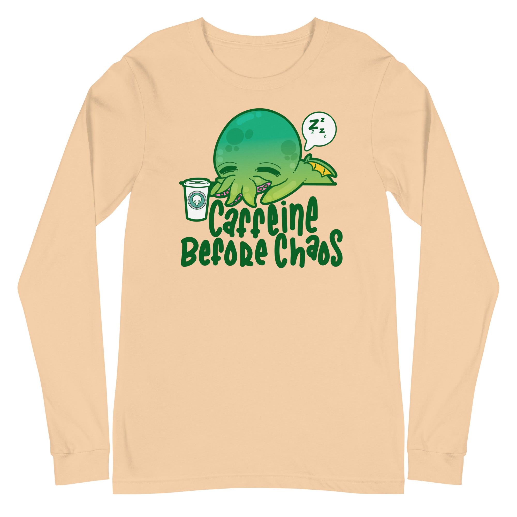 CAFFEINE BEFORE CHAOS - Long Sleeve Tee - ChubbleGumLLC