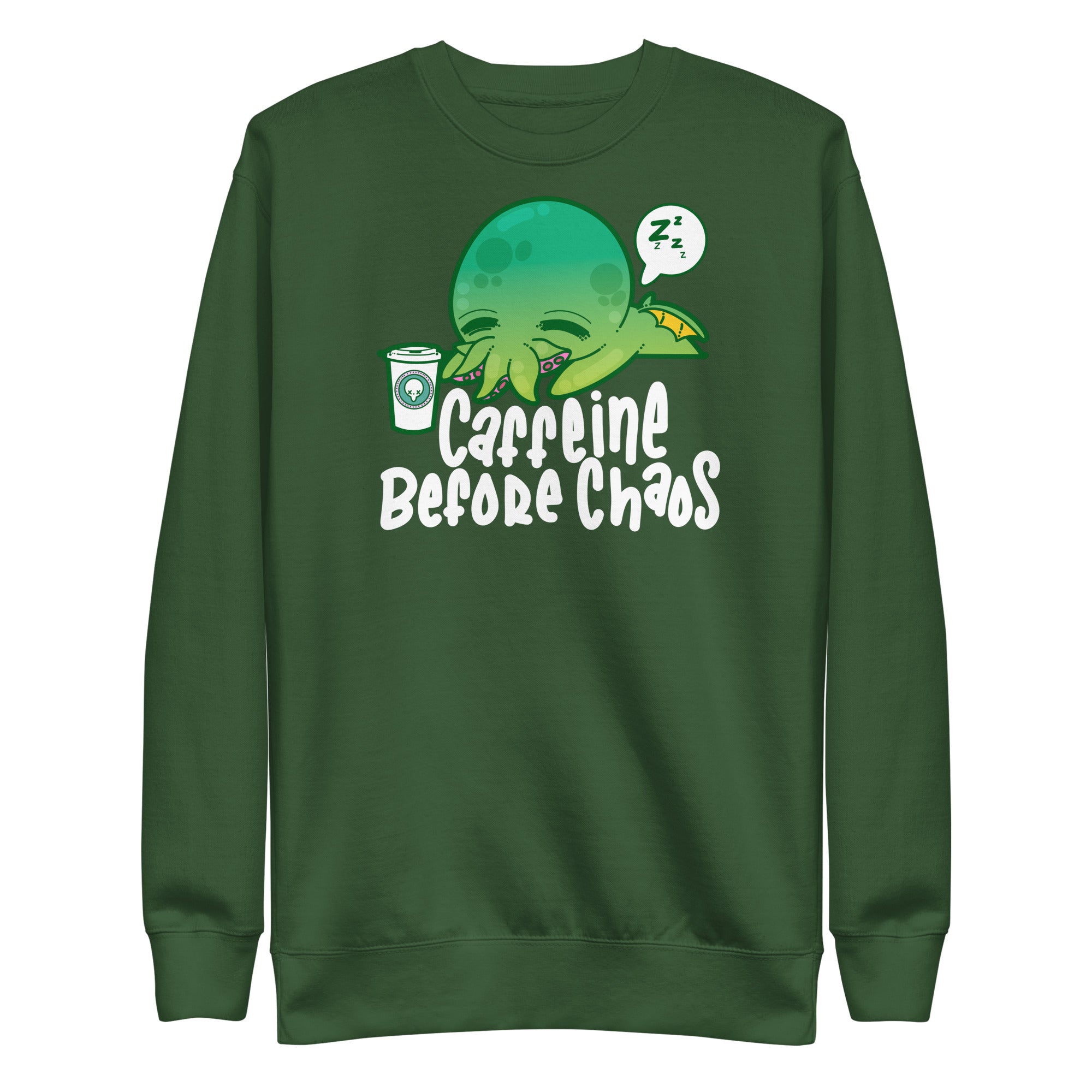 CAFFEINE BEFORE CHAOS - Modded Sweatshirt - ChubbleGumLLC