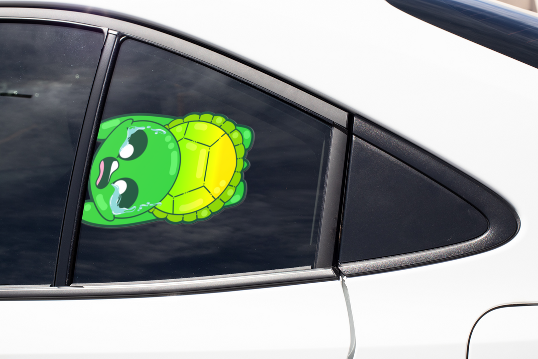 Blown Away Turtle - Window Cling - ChubbleGumLLC