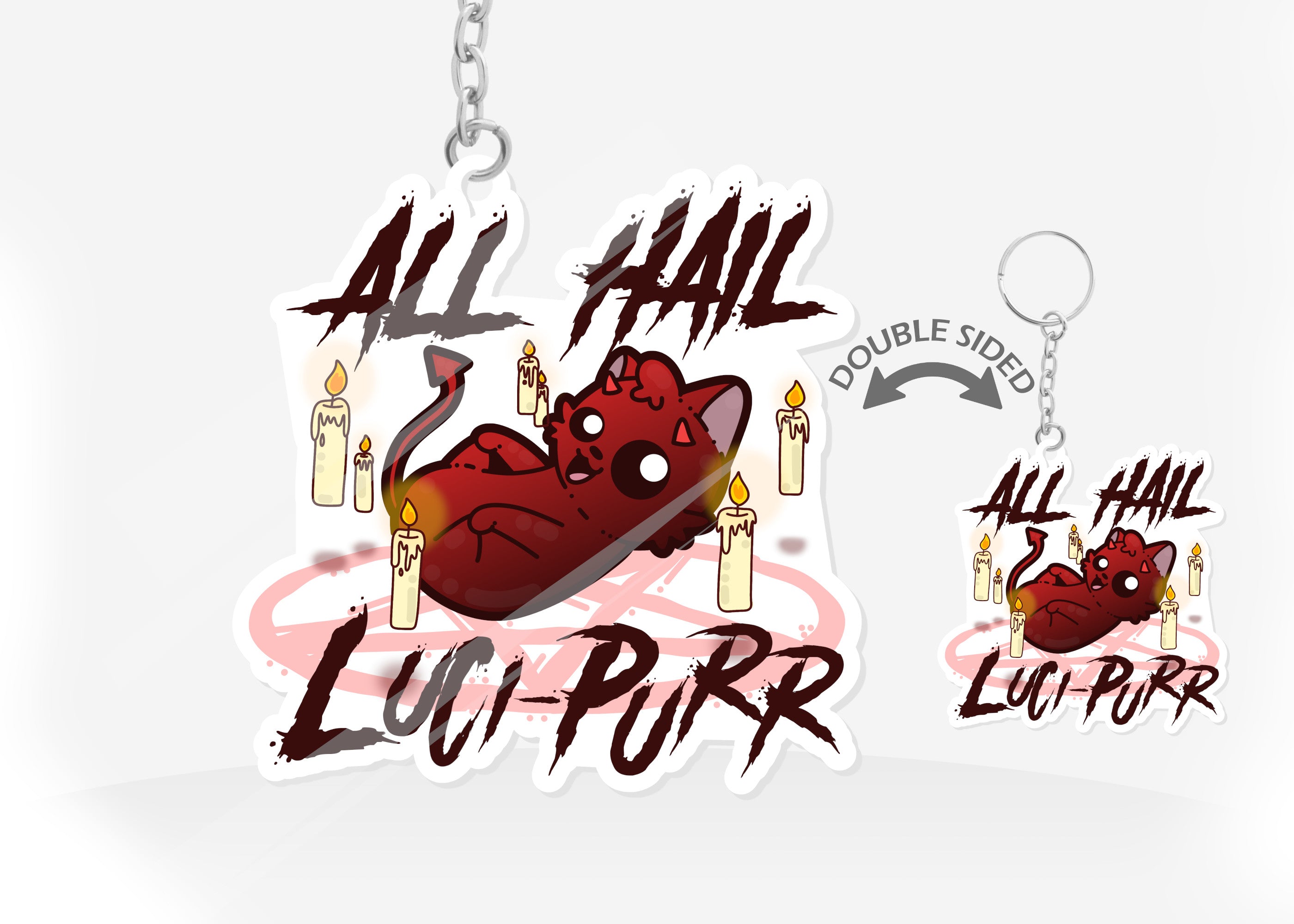 Keychain - All Hail Luci-Purr - ChubbleGumLLC