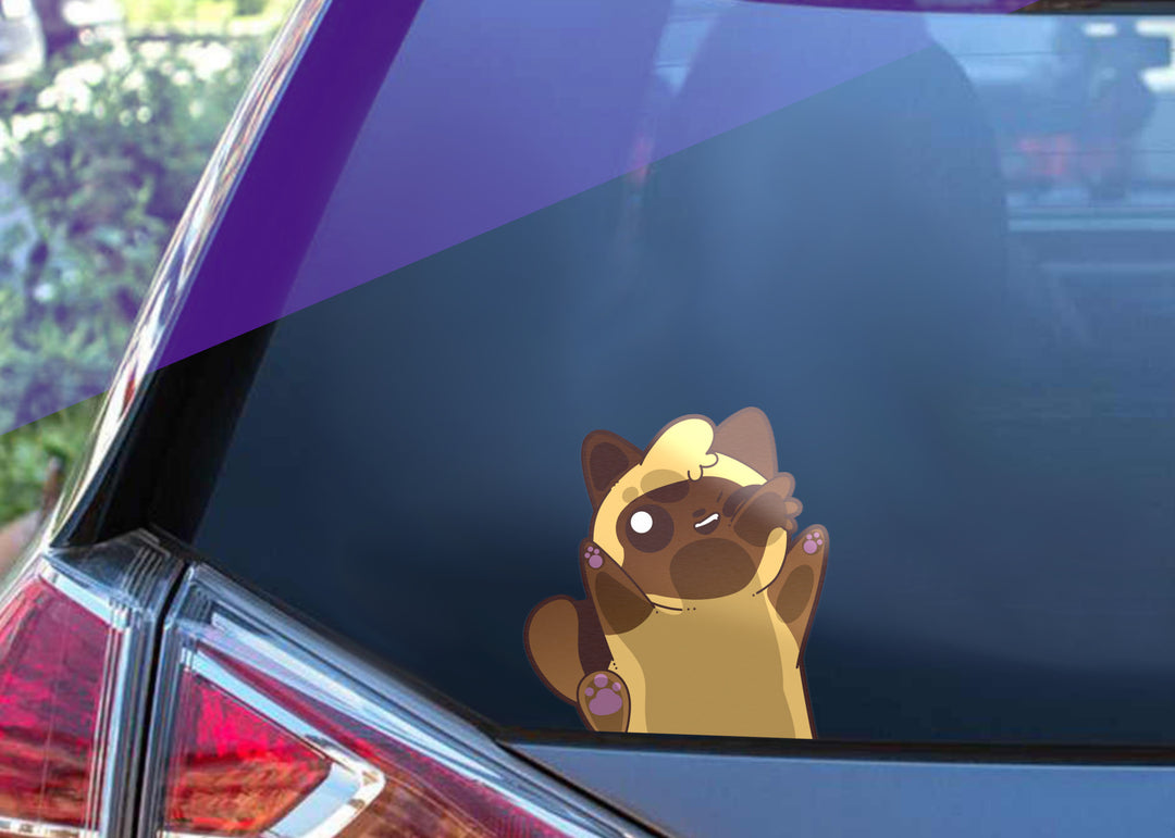 Smooshed Cat - Window Cling - ChubbleGumLLC