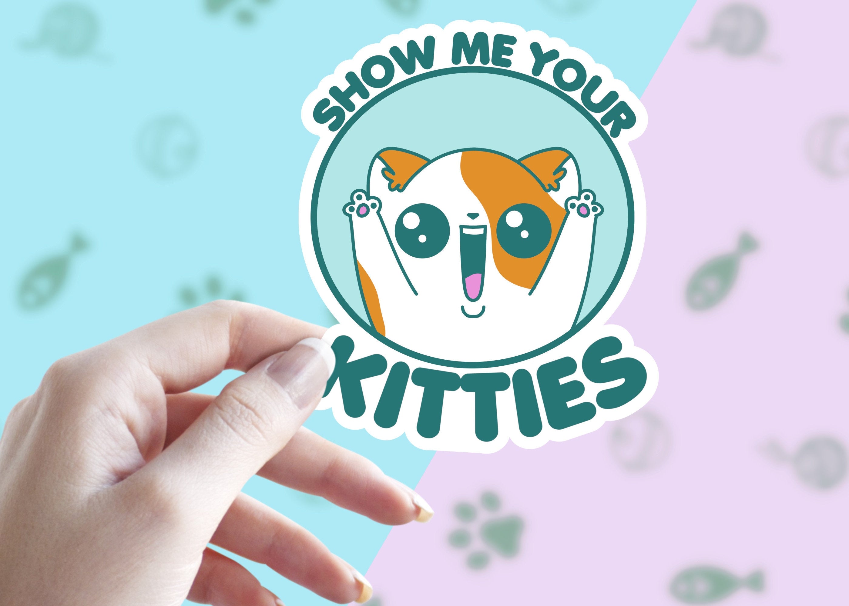 Show Me Your Kitties Funny Bra Costume Cat Lover' Sticker