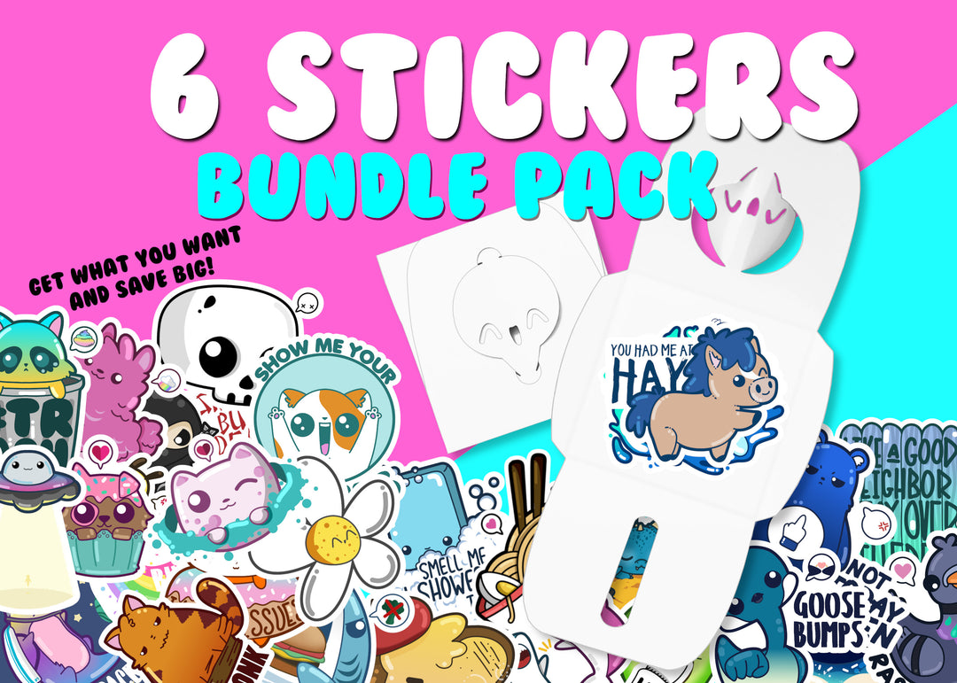 6 Pack of Stickers (NOT ELIGIBLE WITH SWAG ITEMS) - ChubbleGumLLC