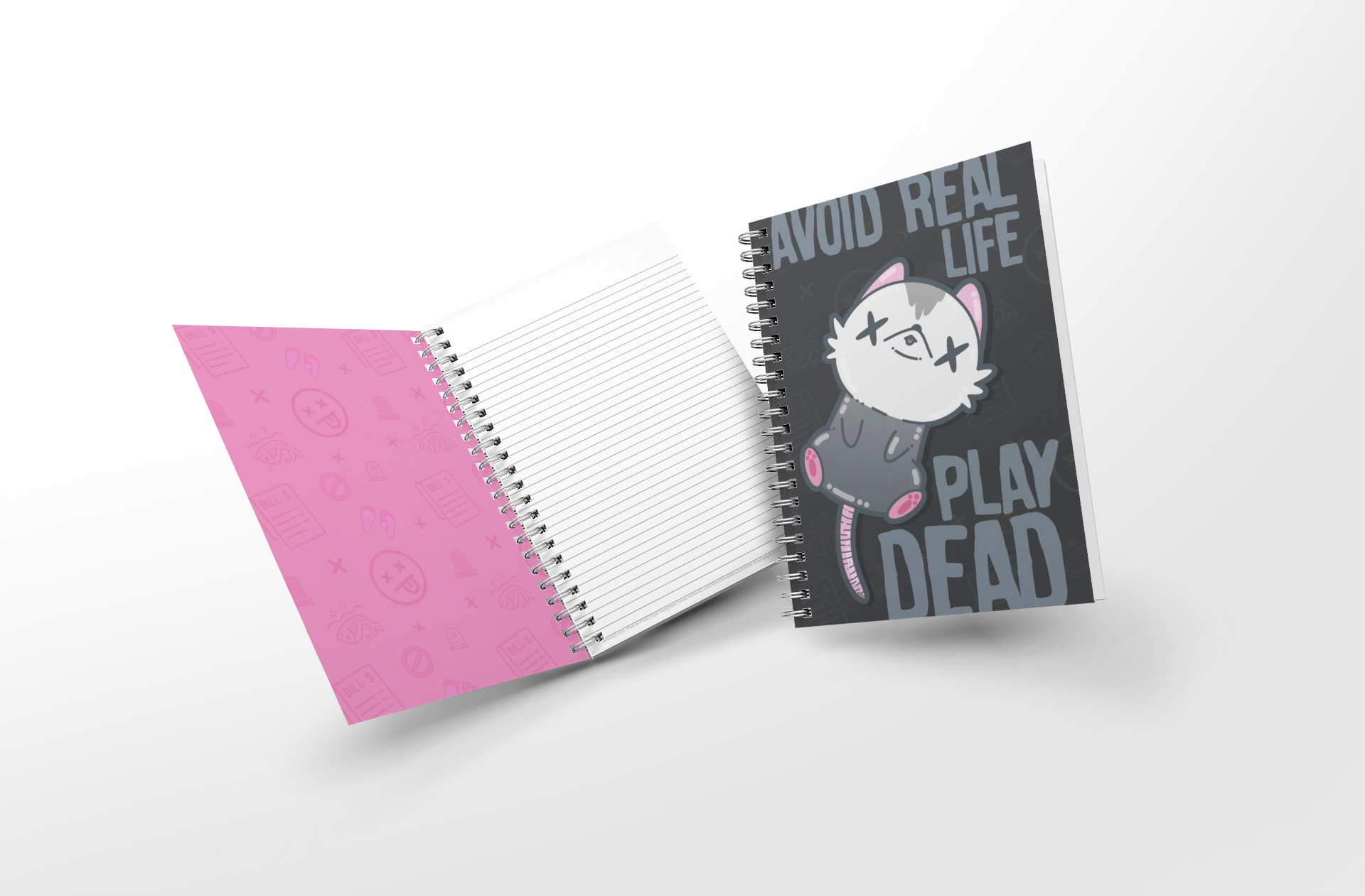Soft Touch Mini Notebook - Avoid Real Life Play Dead - ChubbleGumLLC