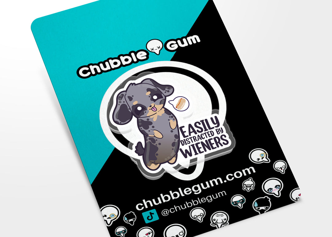 Acrylic Pin - Easily Distracted by Weiners - ChubbleGumLLC