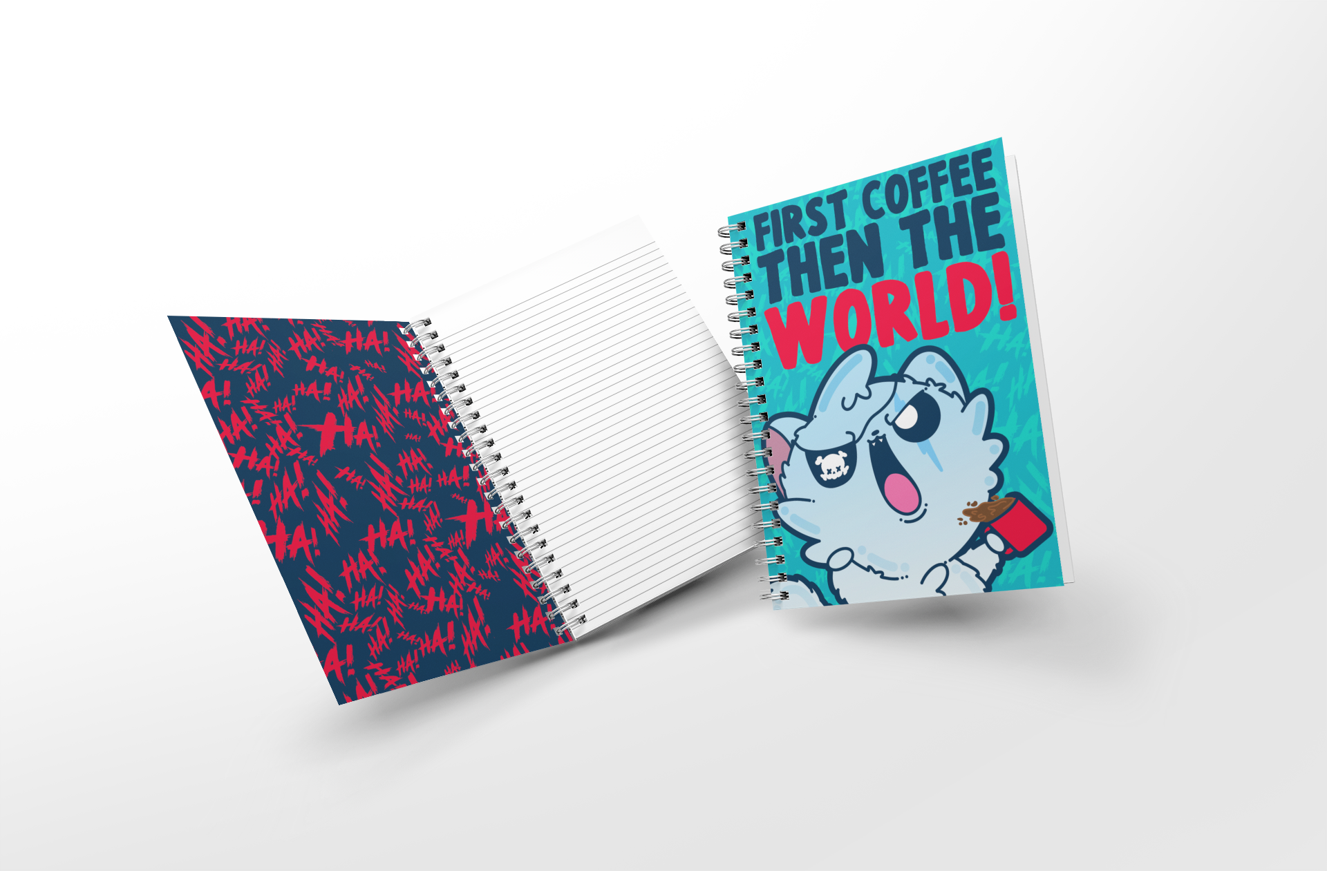 Soft Touch Mini Notebook - First Coffee Then The World
