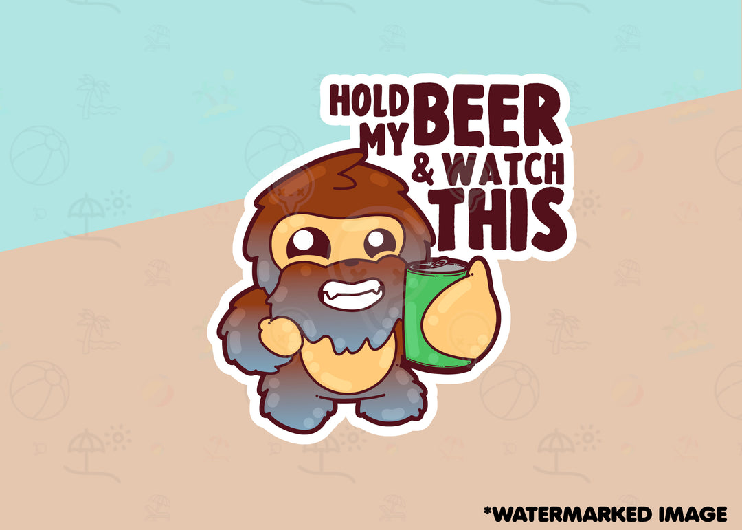 Mini 2" Sticker - Hold My Beer & Watch This - ChubbleGumLLC