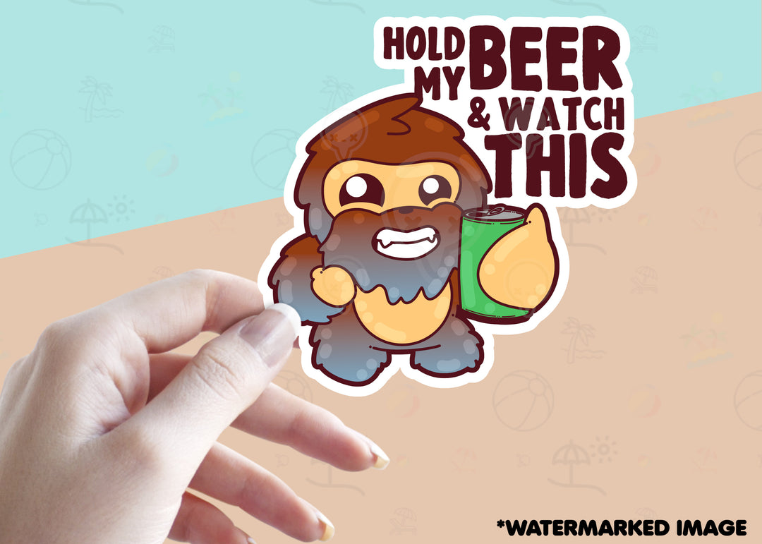 Mini 2" Sticker - Hold My Beer & Watch This - ChubbleGumLLC