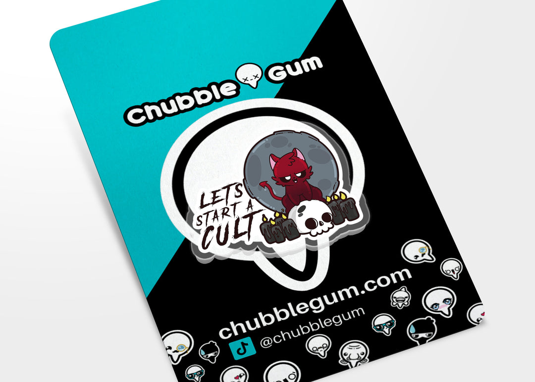 Acrylic Pin - Let's Start a Cult - ChubbleGumLLC
