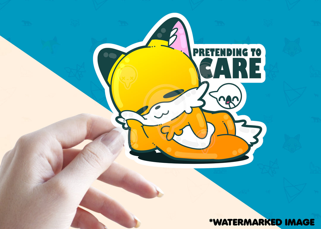 Mini 2" Sticker - Pretending to Care - ChubbleGumLLC