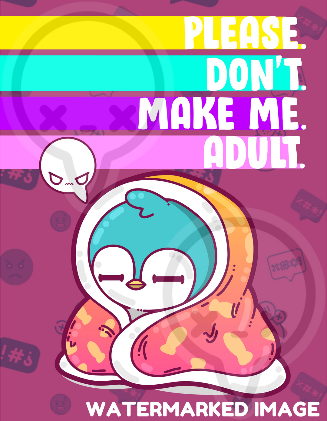 PLEASE DONT MAKE ME ADULT - Throw Blanket 60 in X 80 in - ChubbleGumLLC